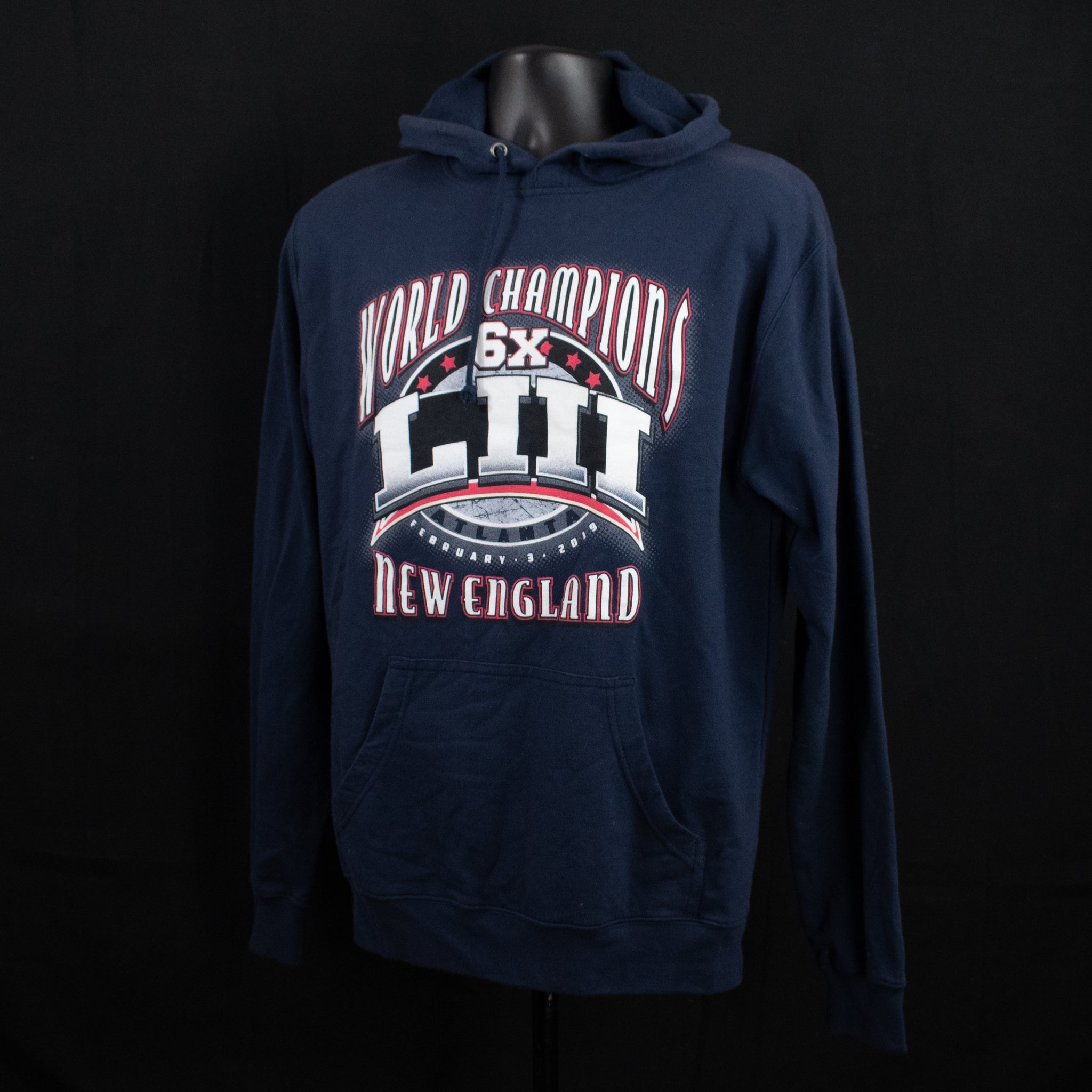 New England Patriots Hoodie World Champions 2019 Sweatshirt NFL Football Blue  Adult