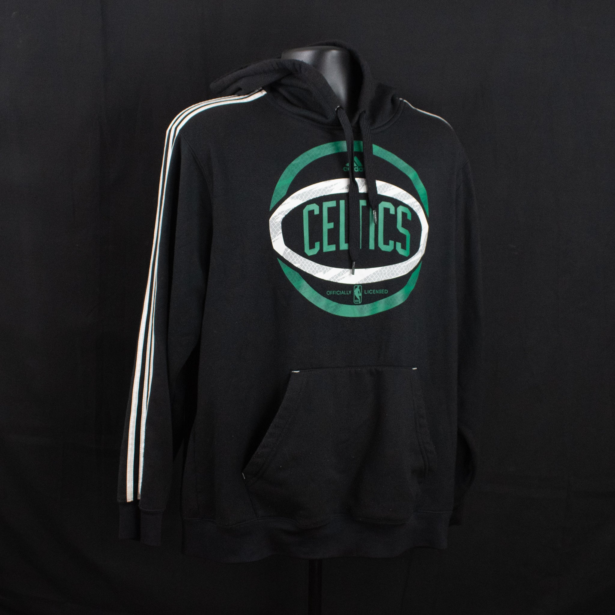 Boston Celtics Mens Sweatshirt Hoodie Adidas NBA Basketball Authentic NBA Sweater Black Used