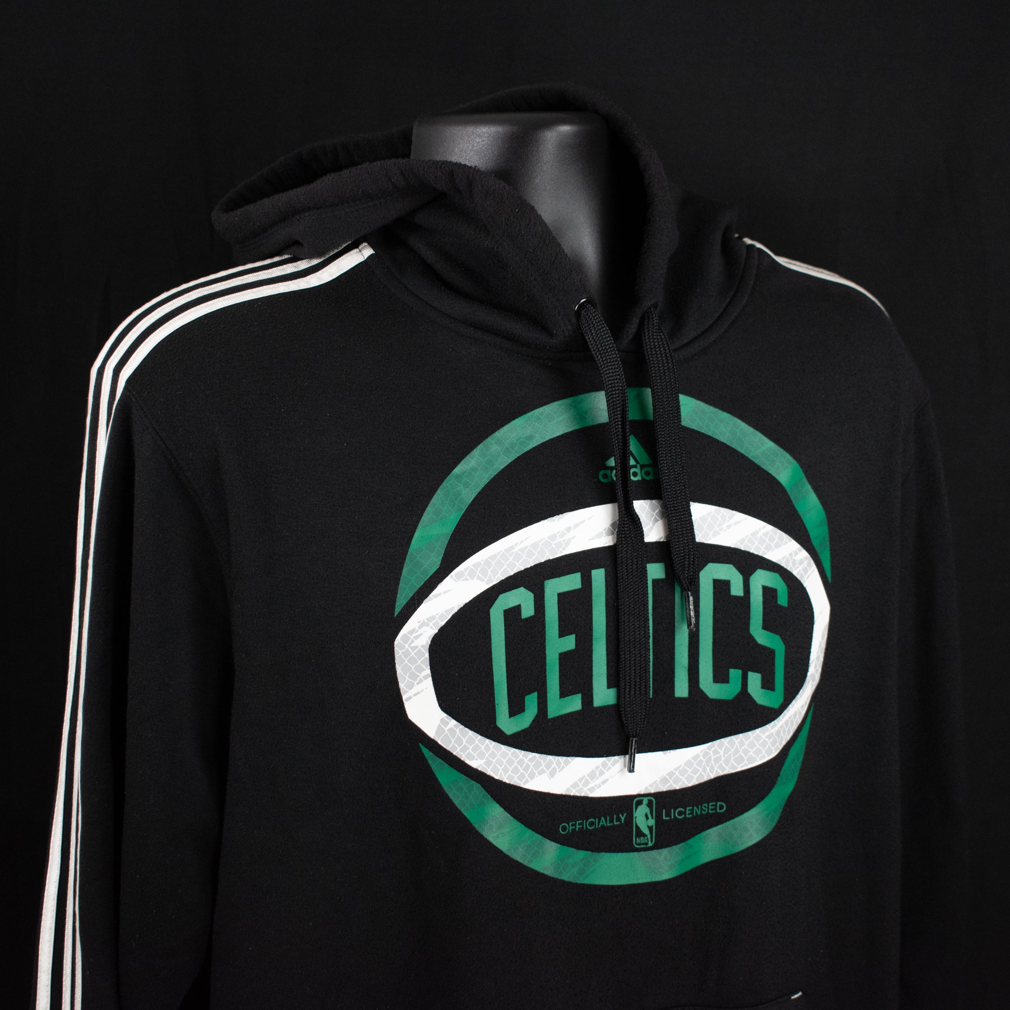 Boston Celtics Mens Sweatshirt Hoodie Adidas NBA Basketball Authentic NBA Sweater Black Used