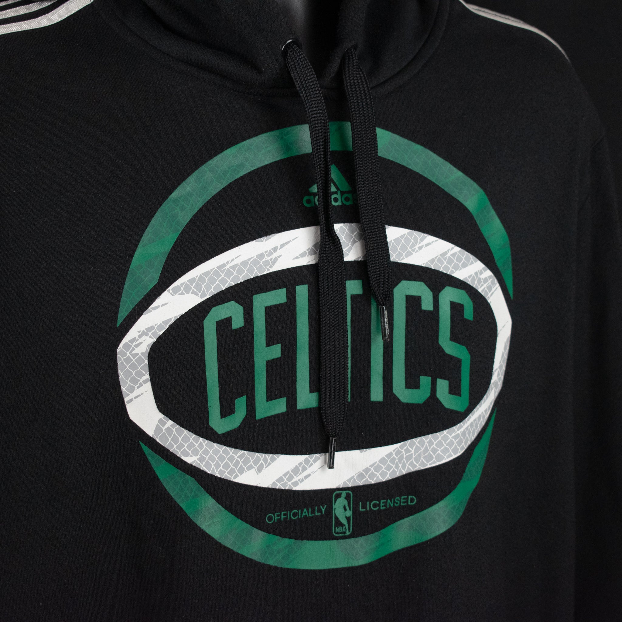 Boston Celtics Mens Sweatshirt Hoodie Adidas NBA Basketball Authentic NBA Sweater Black Used