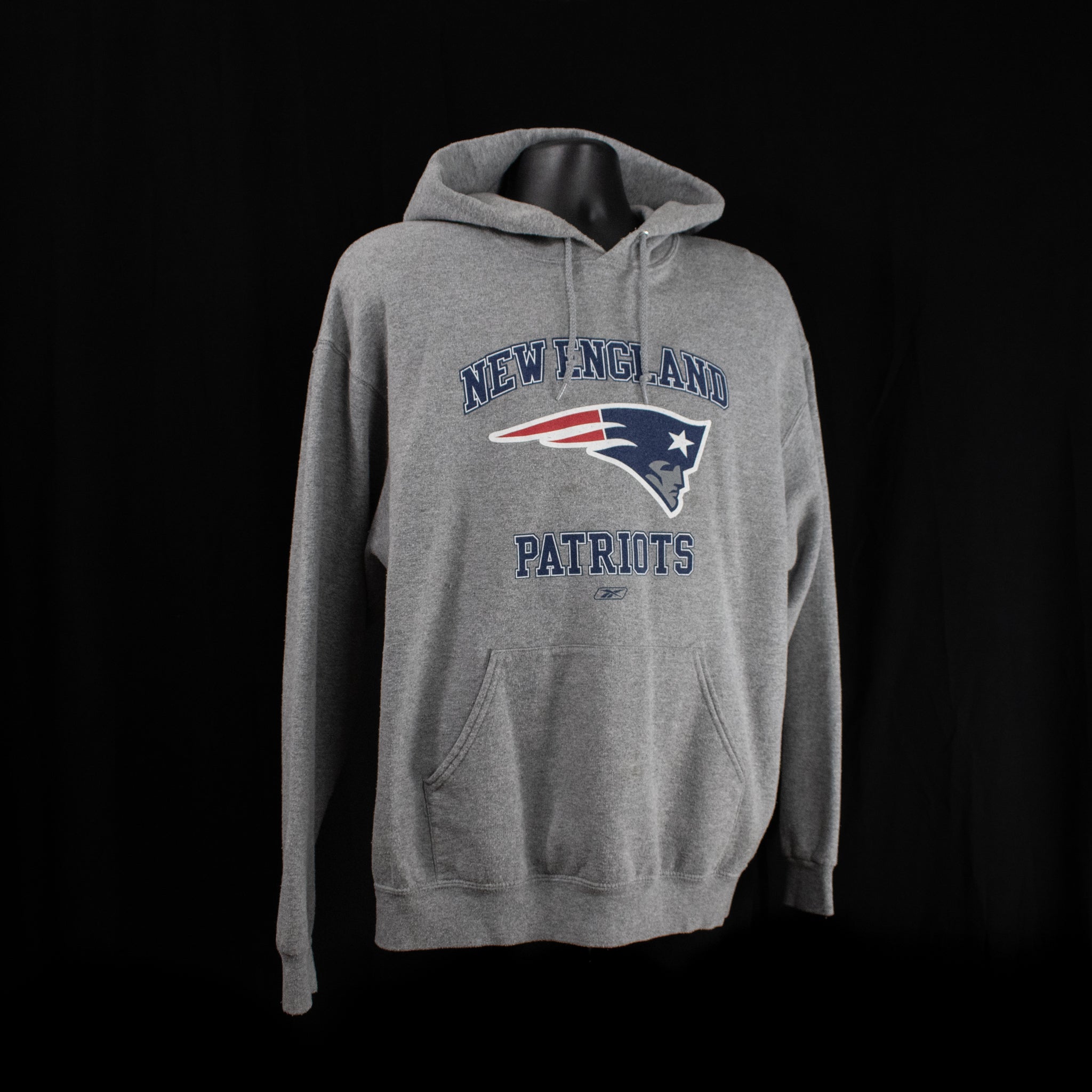 New England Patriots XL Sweatshirt NFL Football Hoodie Adult Authentic Reebok Gray