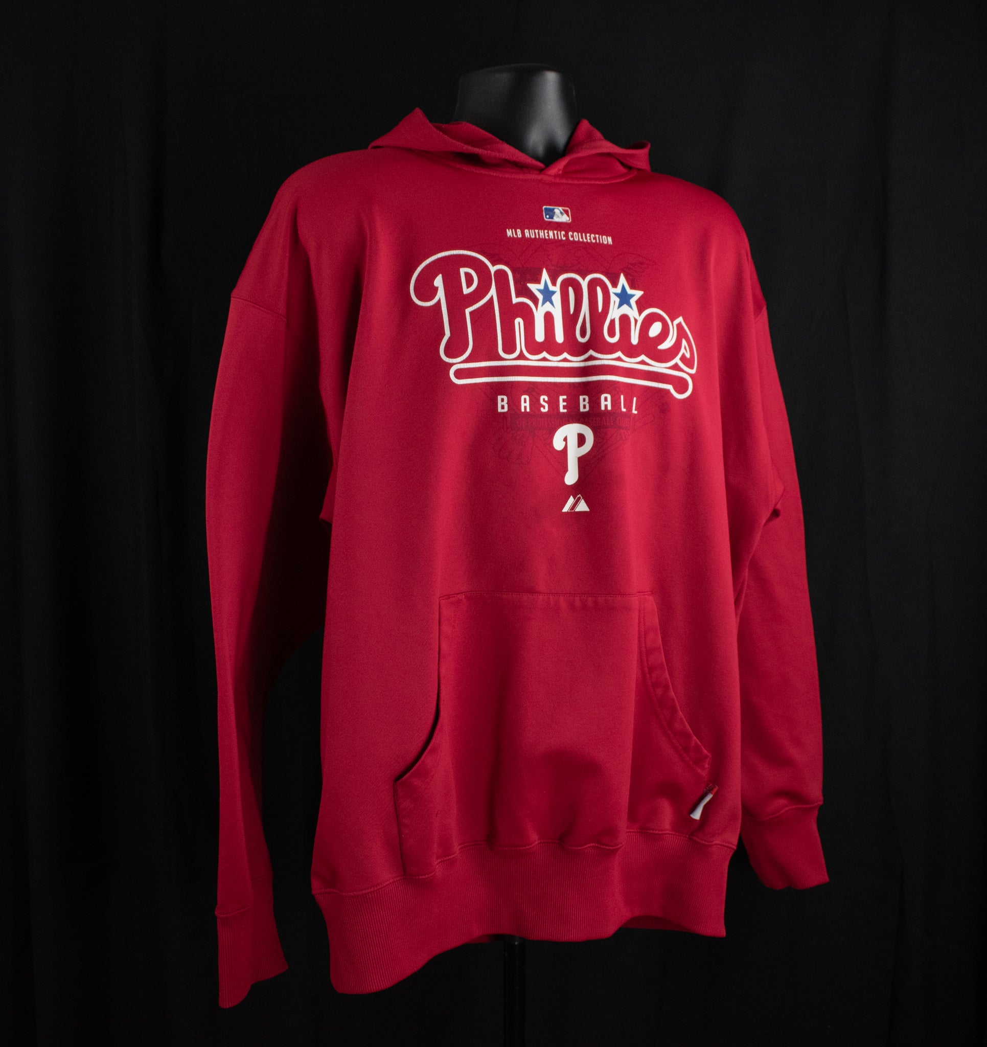 Phillies Baseball Hoodie Red Mens MLB Baseball Sweatshirt Majestic XL Authentics