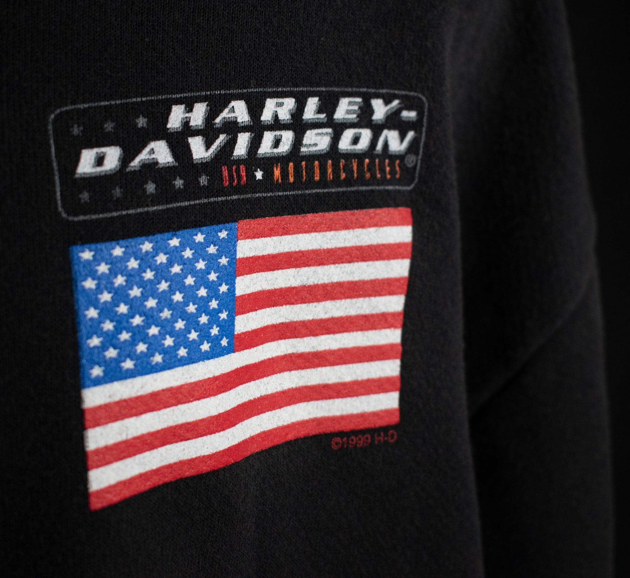 Vintage Harley Davidson Sweatshirt Men Large Hoodie Black USA Zipper LEE 1999