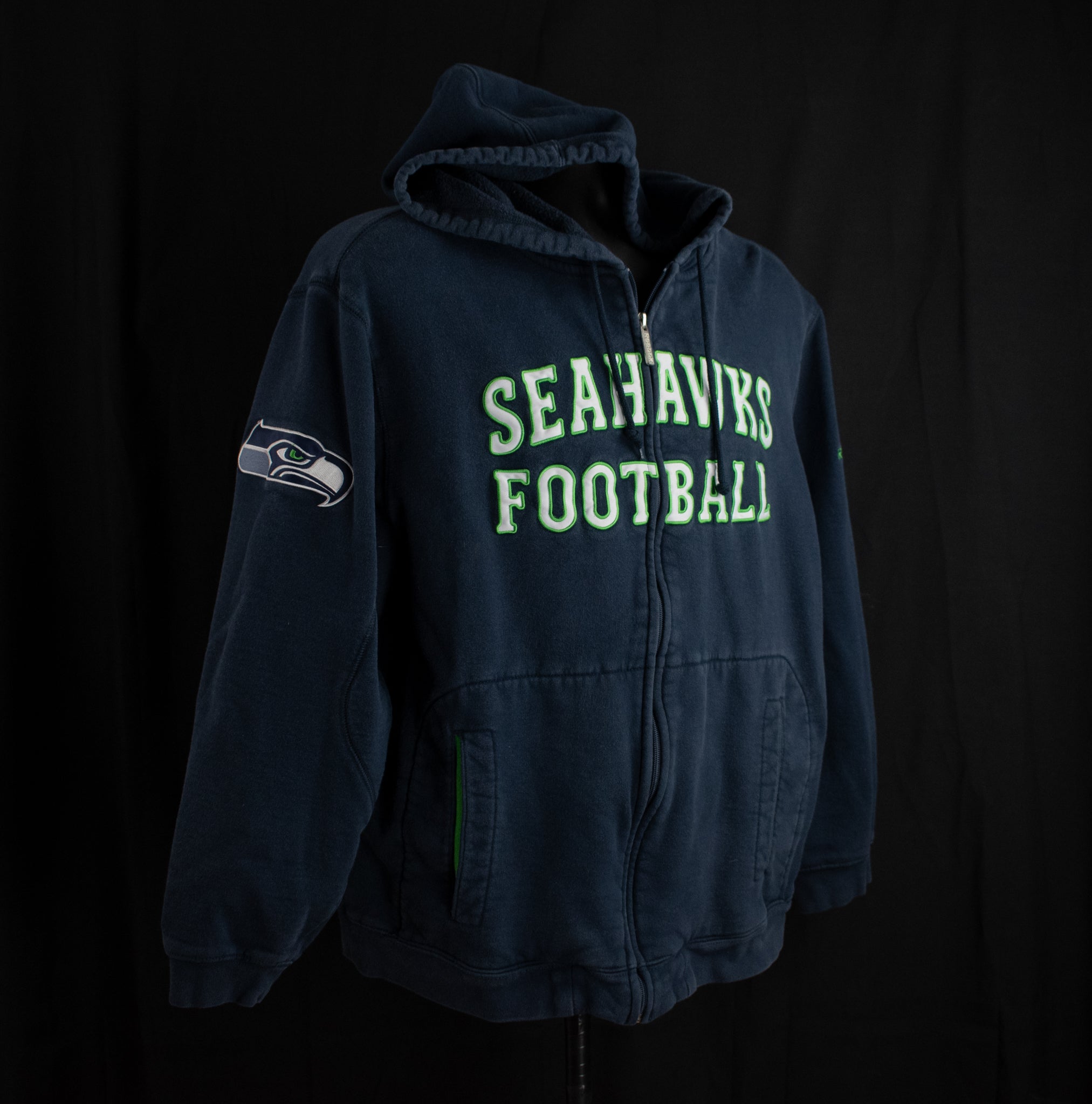 Seahawks Sweatshirt Mens Medium NFL Football Hoodie Authentic Blue Stitched