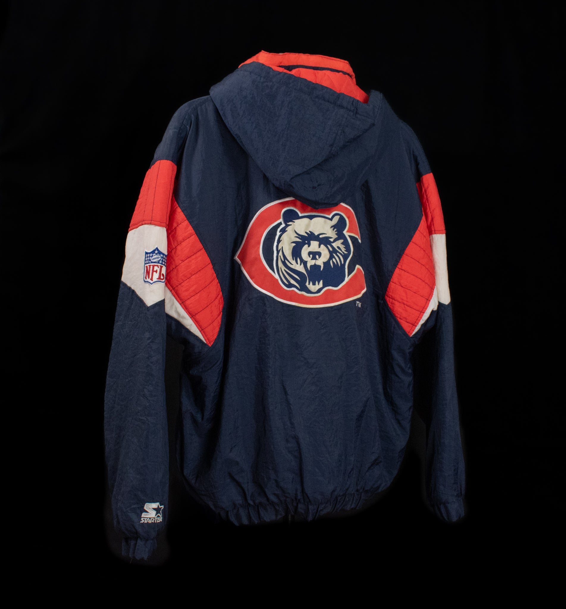 Vintage Starter Puff Pullover Jacket Chicago Bears Pro Line Winter Jacket