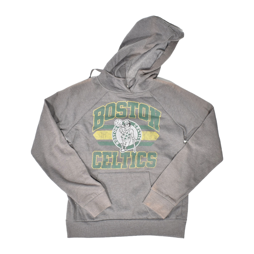 Boston Celtics Large Sweatshirt NBA Basketball Hoodie Gray Lightweight Hardwood Classics