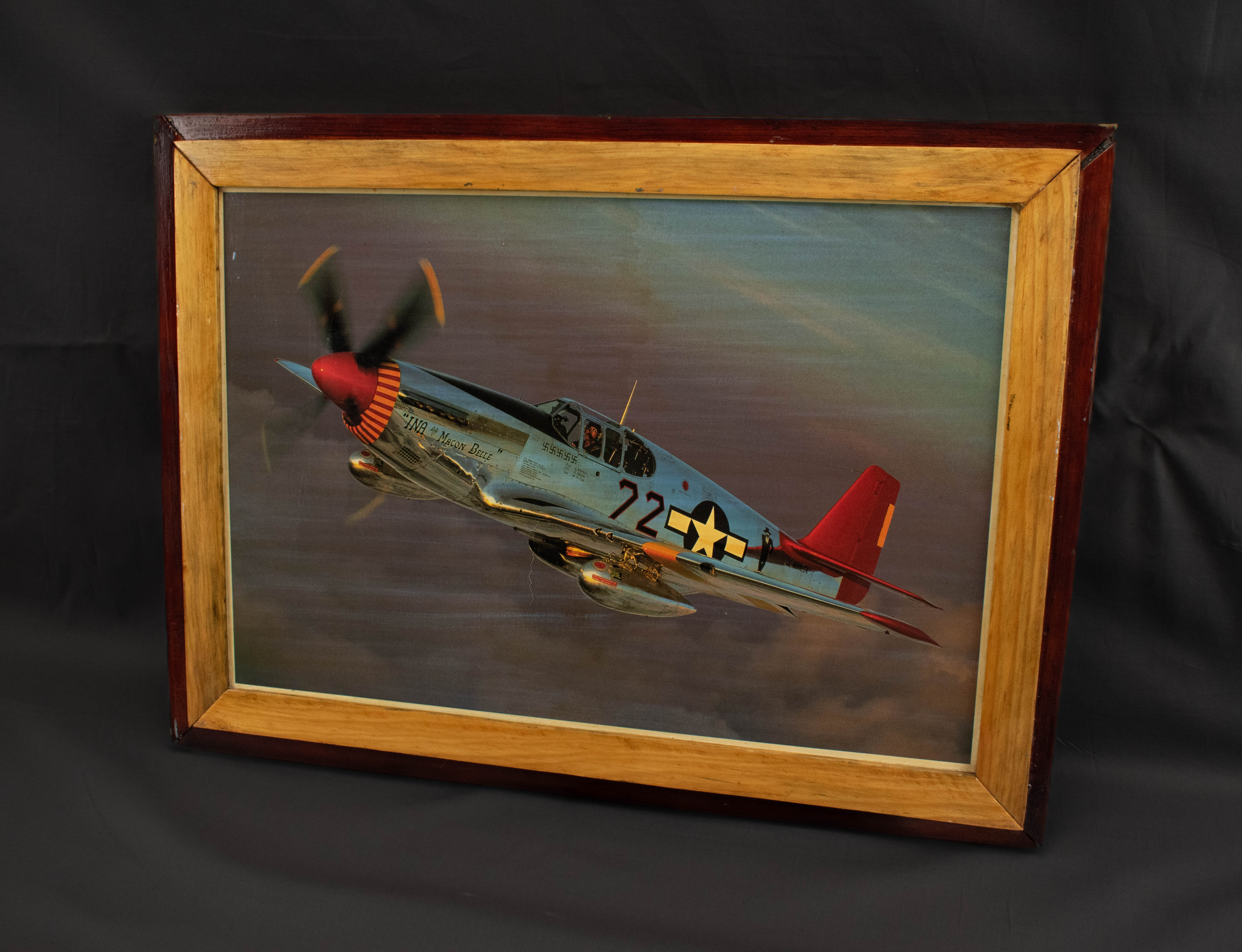 North American P-51C 10-NT Mustang Photo Framed In Wood Vintage Plane Image 20x15