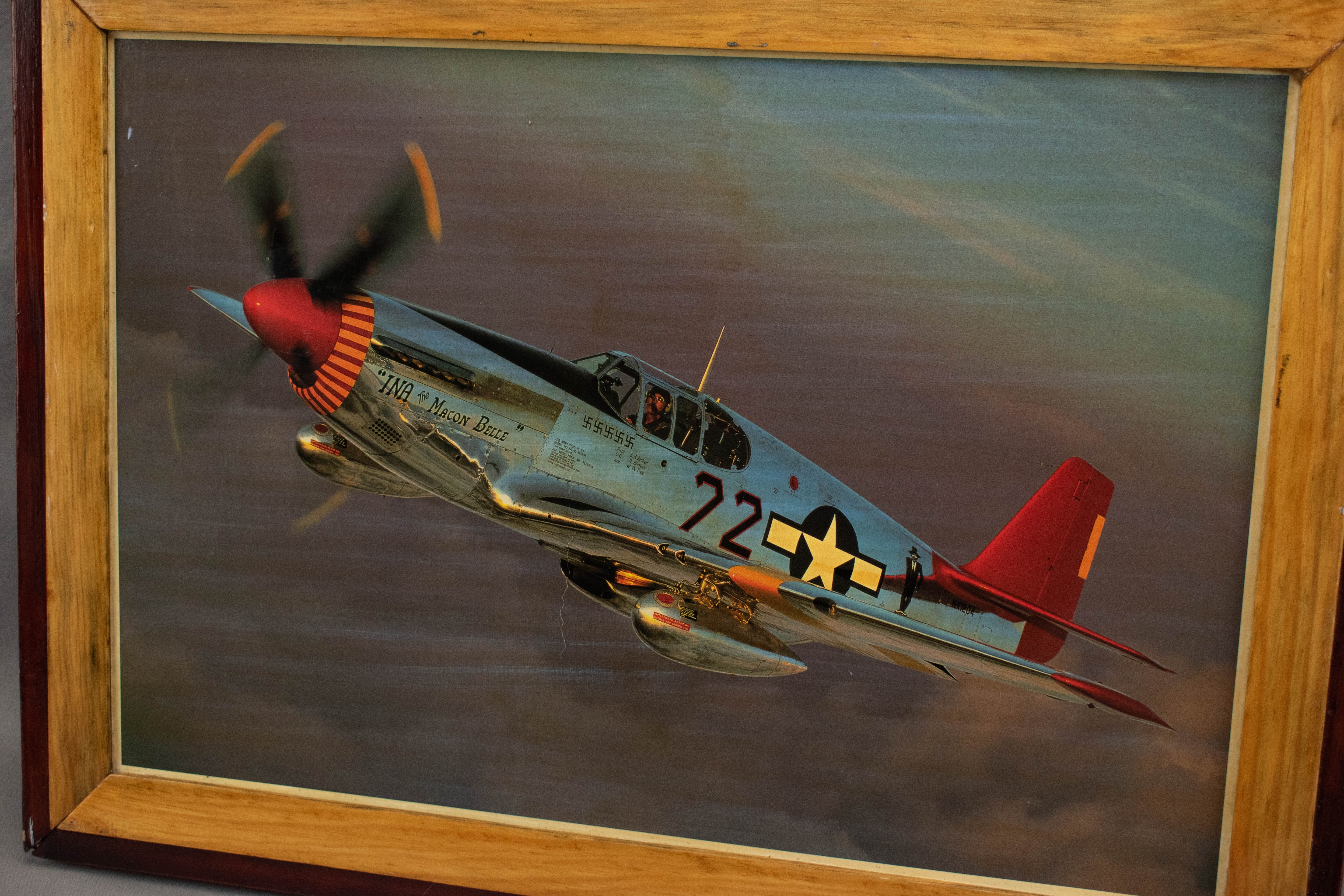 North American P-51C 10-NT Mustang Photo Framed In Wood Vintage Plane Image 20x15