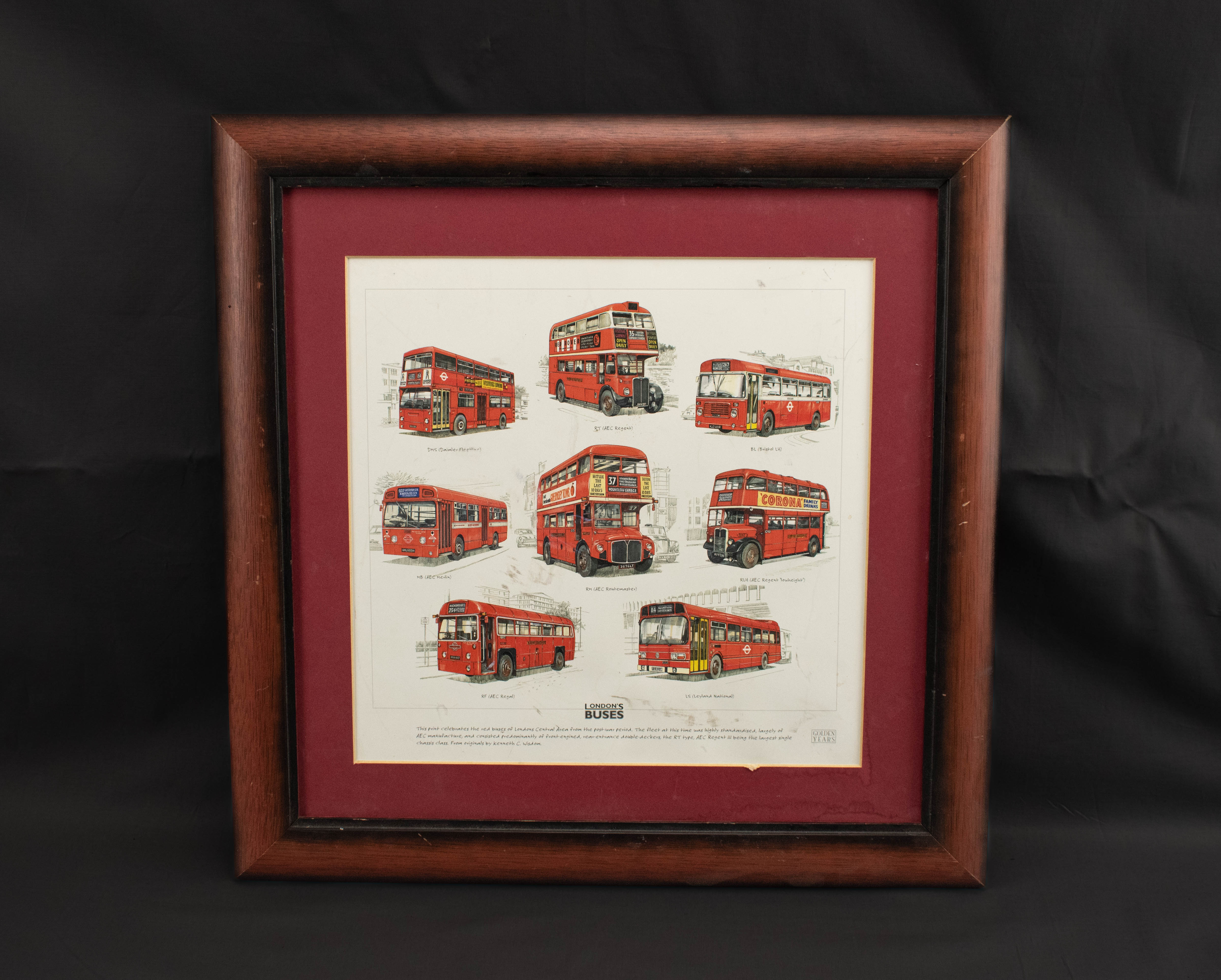 Red Bus England Double Decker Frame Print Decorative Decor