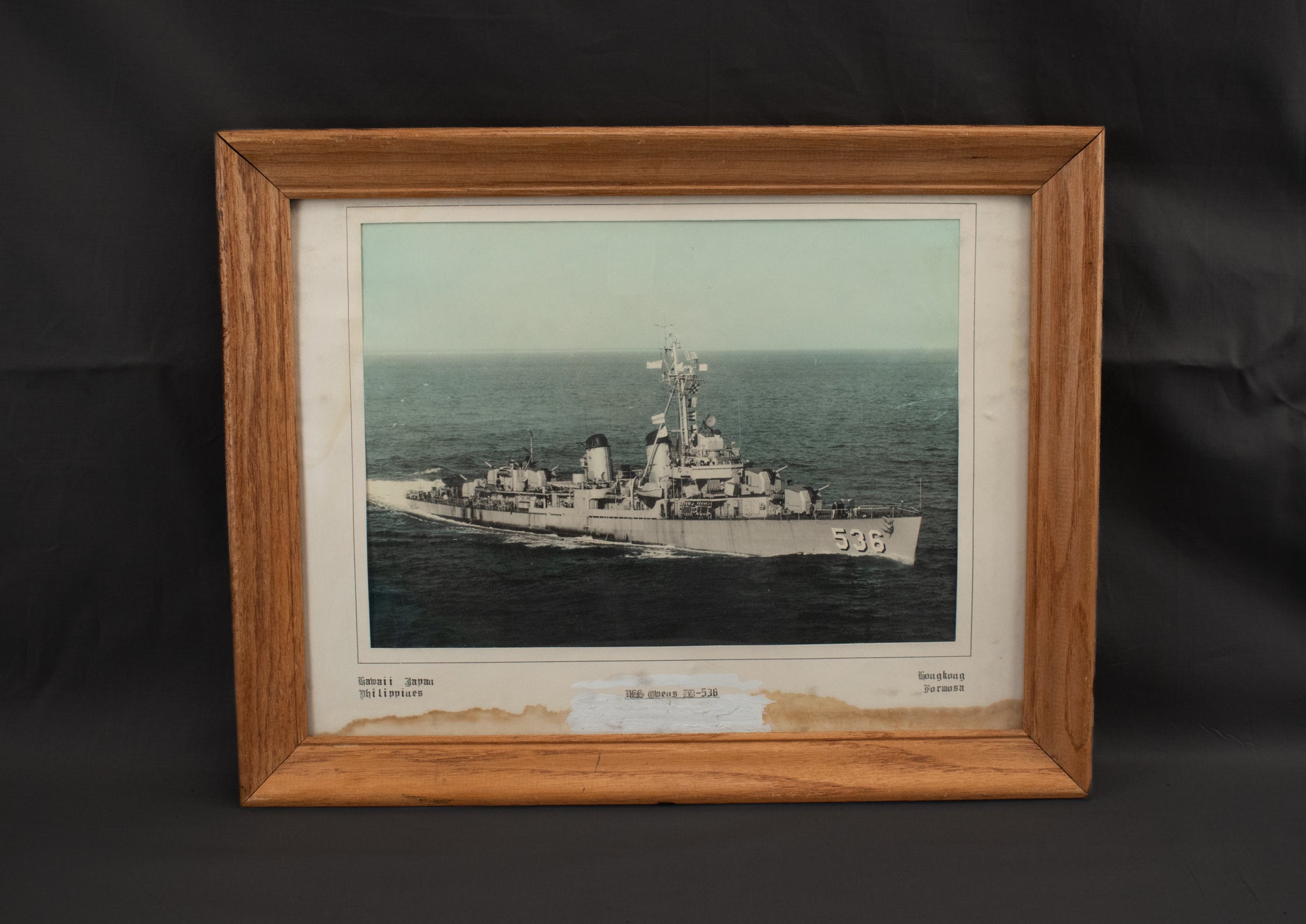 USS Owens DD-536 Philipines Japan Hong Kong Frame Photo 14x18"