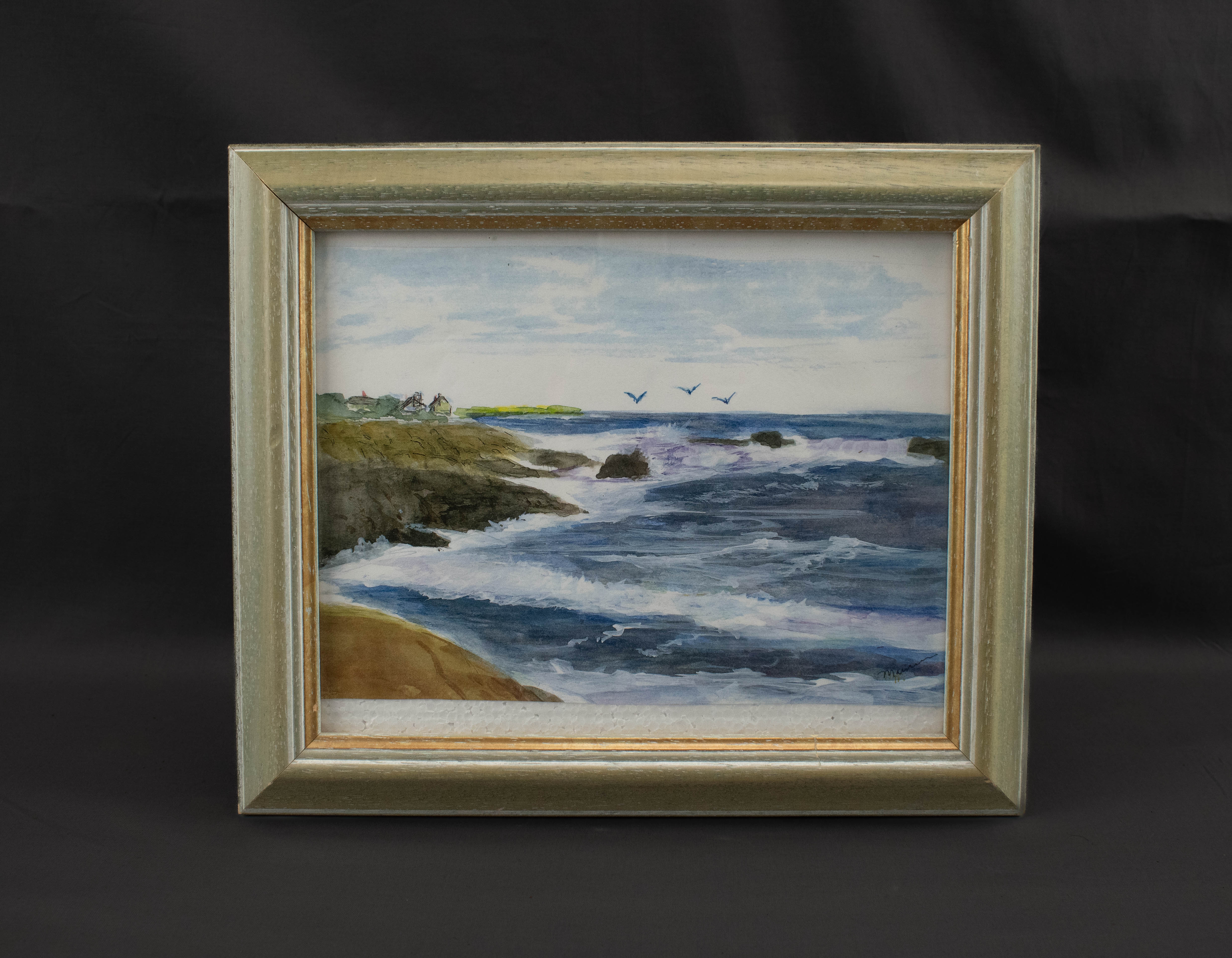 Ocean Painting Framed Artwork Print 10x12 Picture Frame