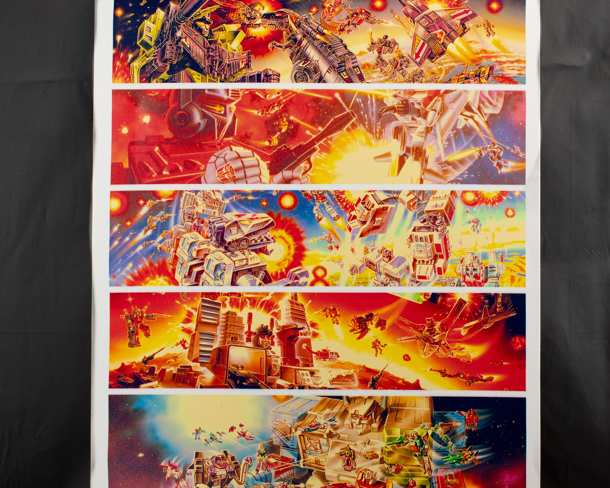 Transformers Comic Art Canvas Print Framed White 30x19 USED