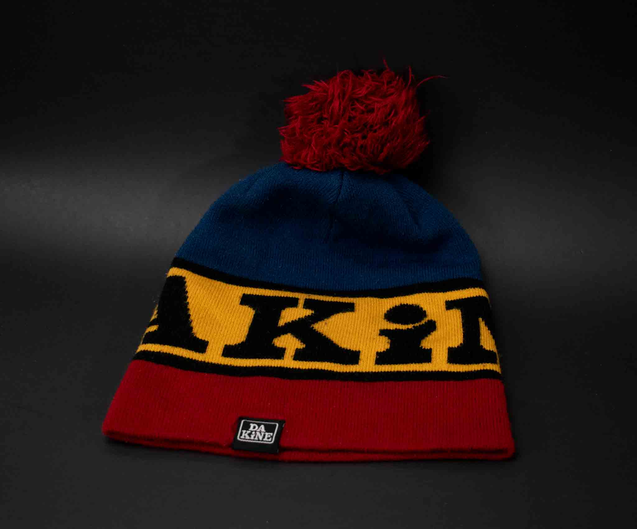 DaKine Red Yellow Blue Means Beanie Cap Softcover Headwear Used Red Ball Adult