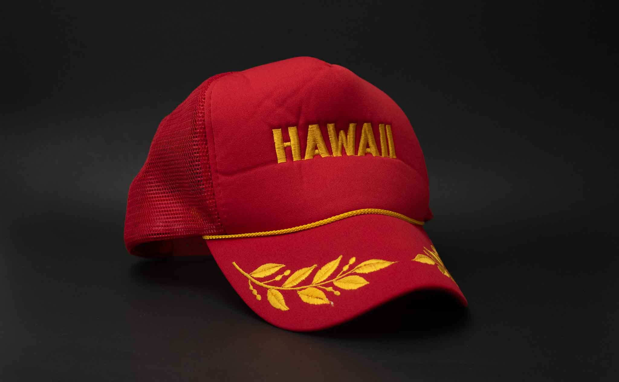 Vintage Hawaii Red Vintage Trucker Hat Snap Back Hawaiian Headwear