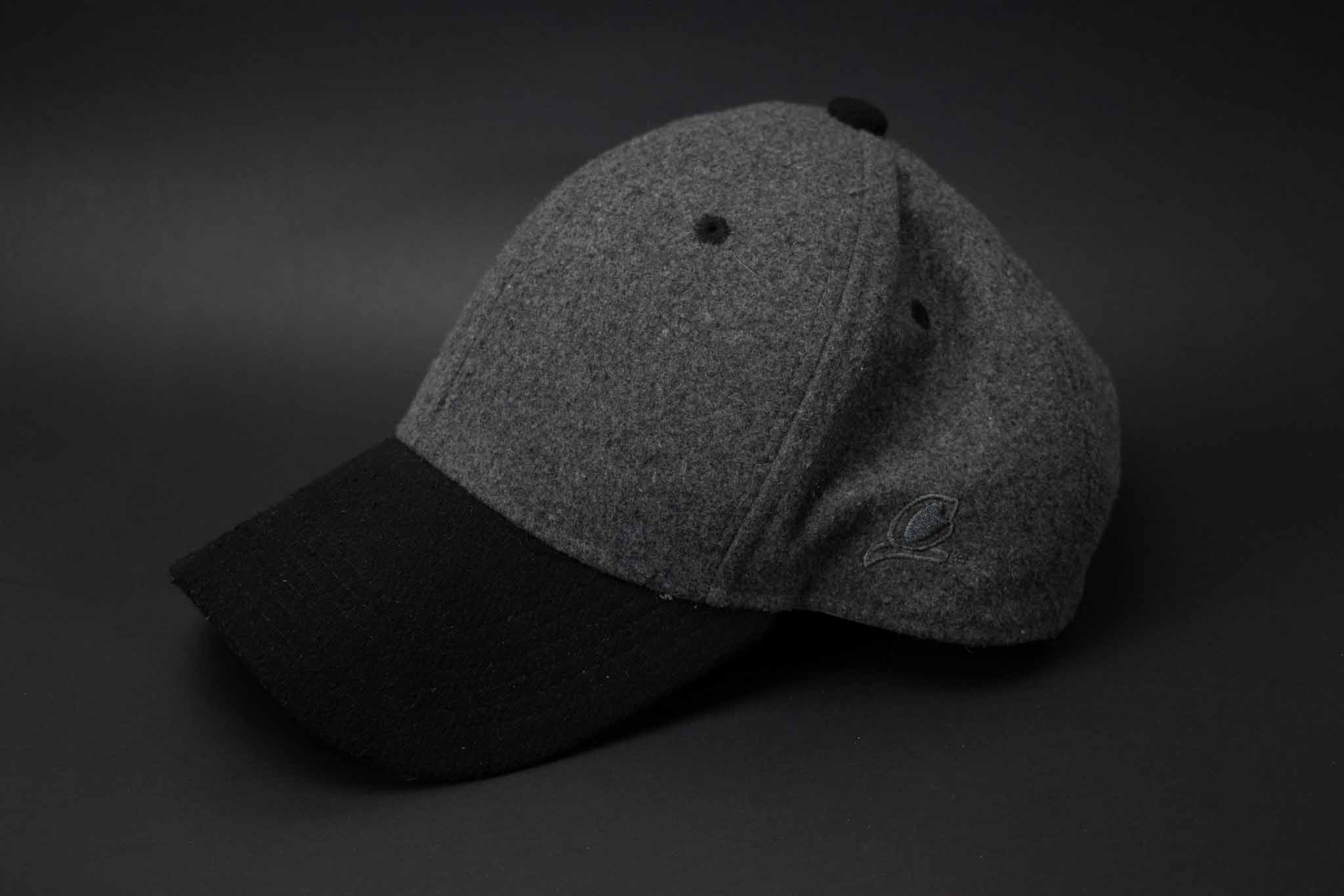 Grey Black Snap Back Cap Used Mens Adult Hat Wool Gray & Black Used