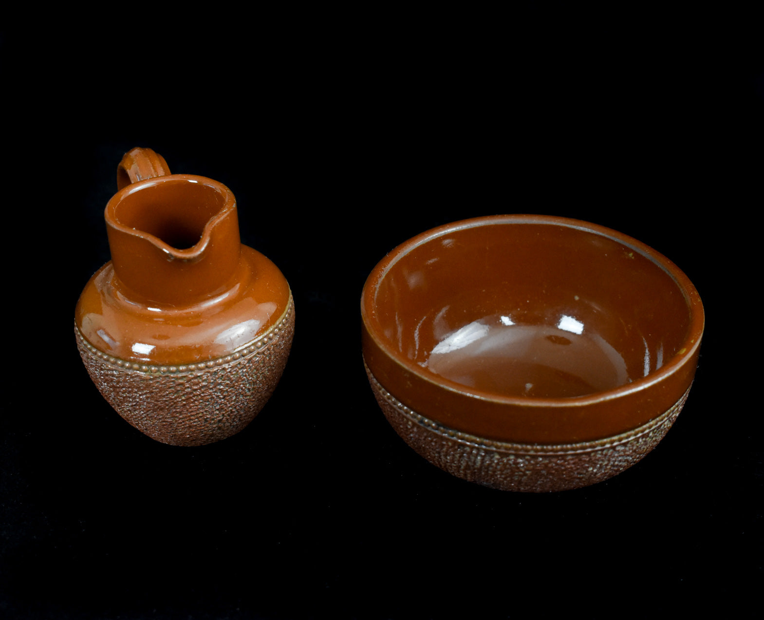 Jug and Bowl Brown Glazed Stoneware