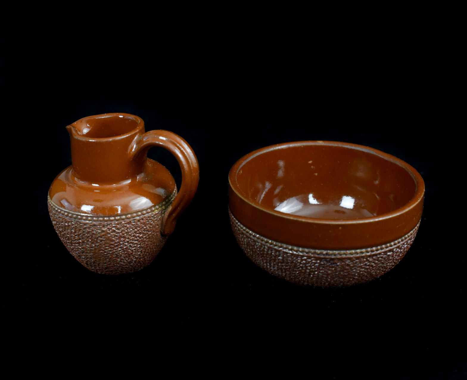 Jug and Bowl Brown Glazed Stoneware