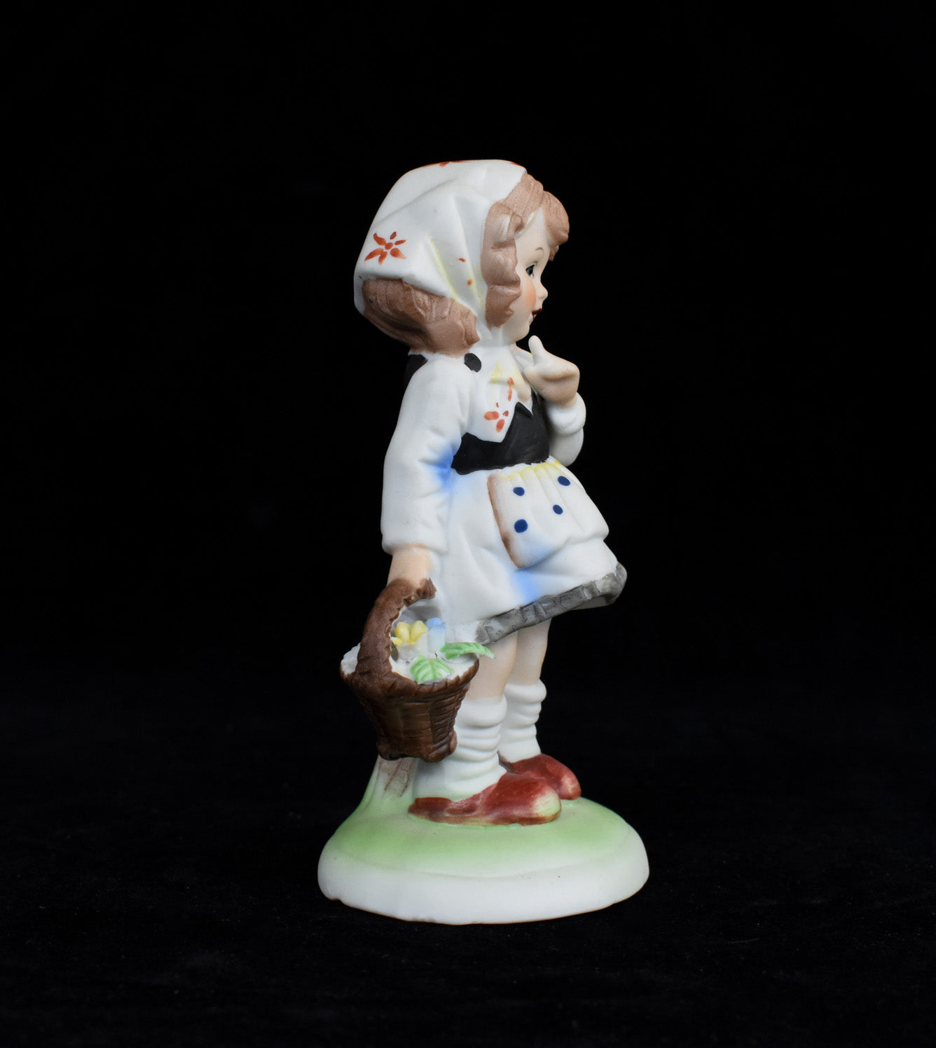 Ceramic Figure 5 inch Girl Little Girl Picking Flowers Used