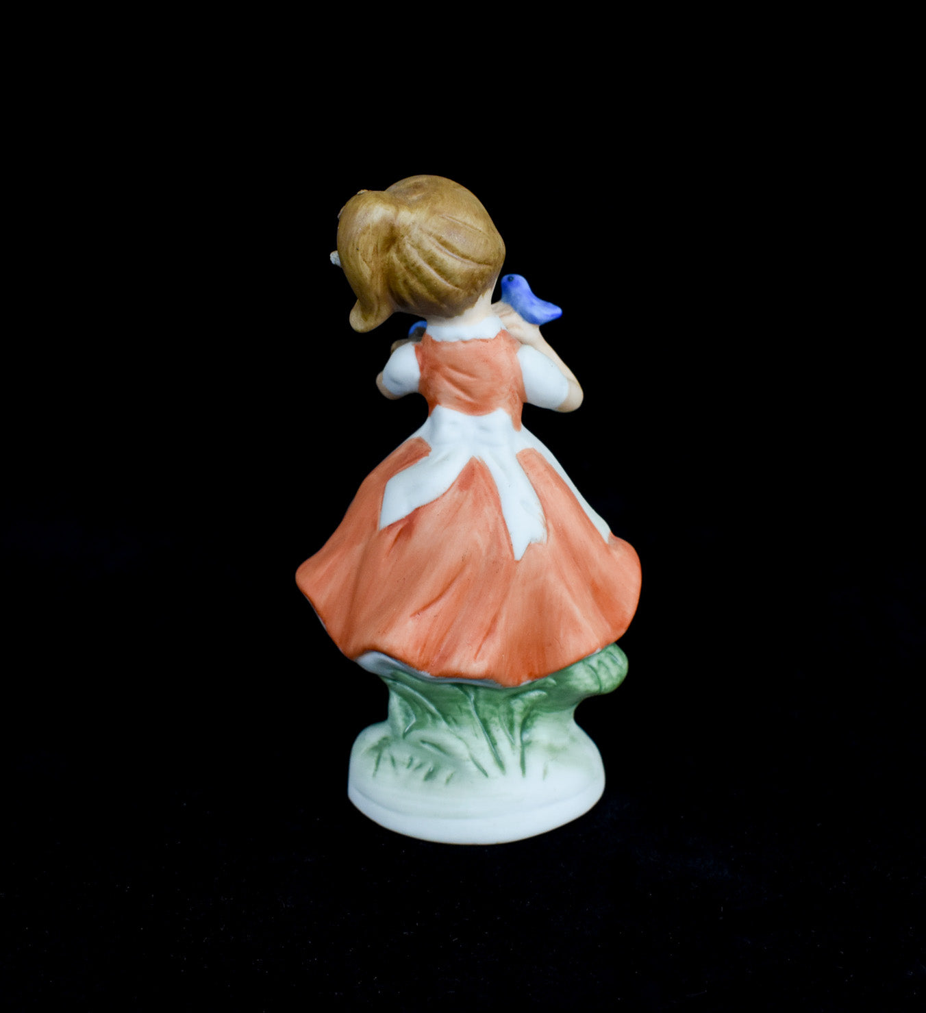 Vintage Girl with Blue Bird Figurine Napcoware Made in Poland Porcelain 5inch