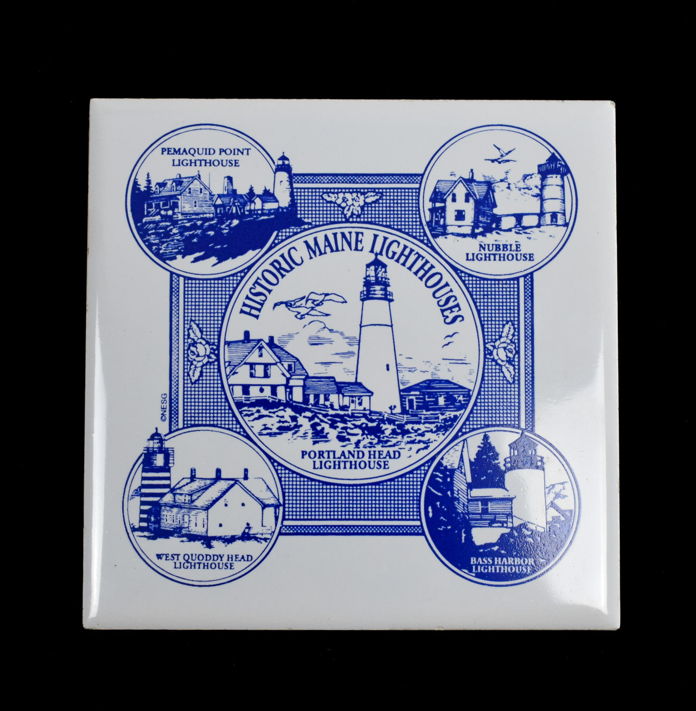 Historic Main Light Houses Portland Head Lighthouse Ceramic Square Used