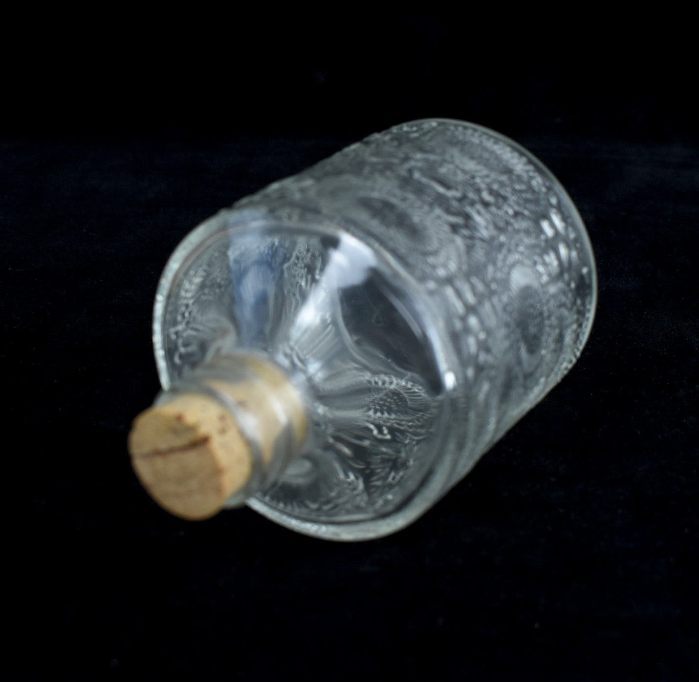 Glass Container 4  x 4 Corked Glass Bottle Used Clear Decor Piece