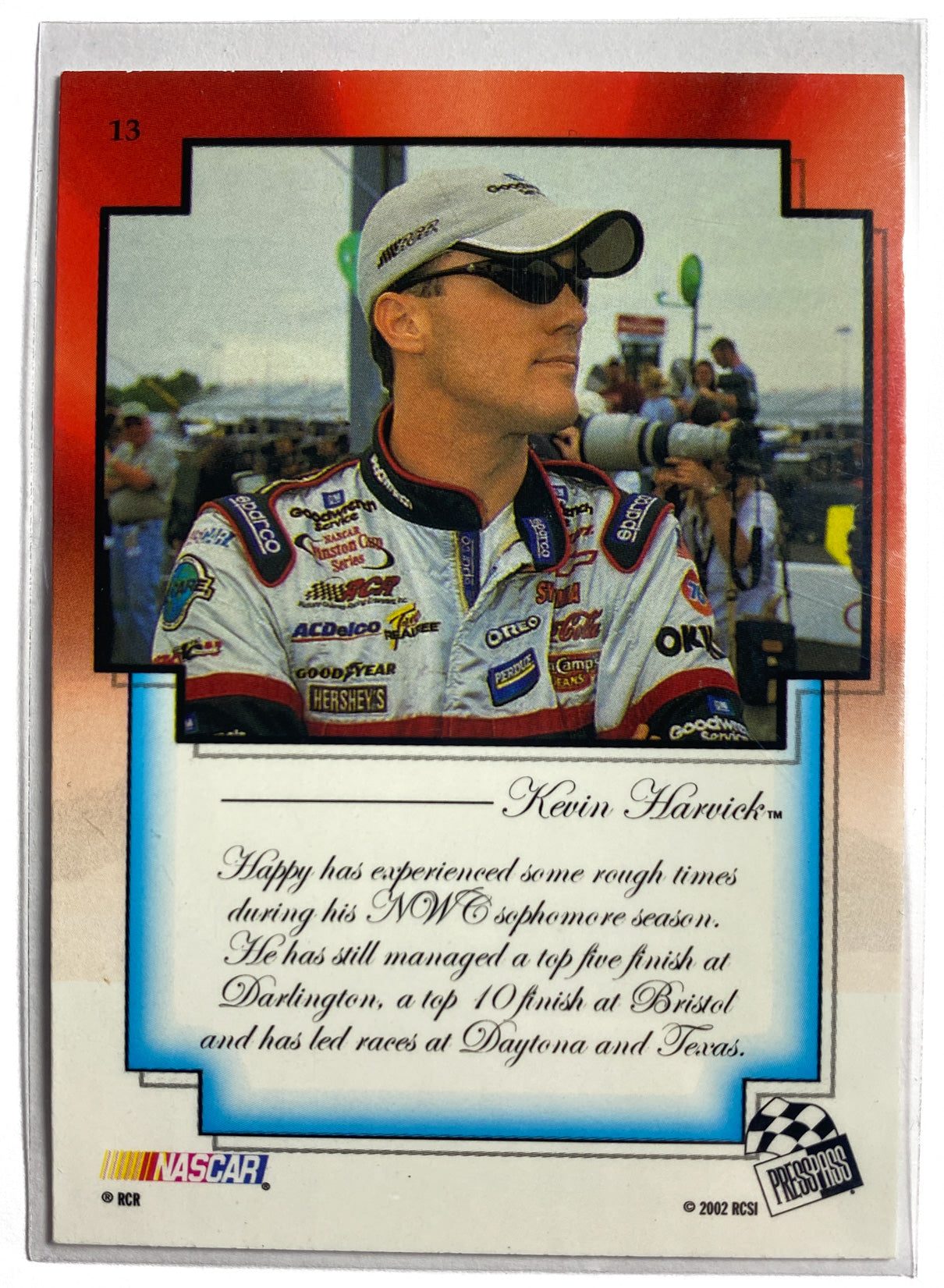 Kevin Harvick 13 Nascar Racing Card Press Pass VIP 2002