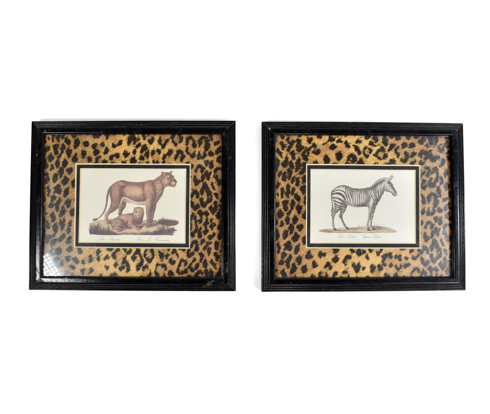 Lion and Zebra Safari Framed Decor Set of 2