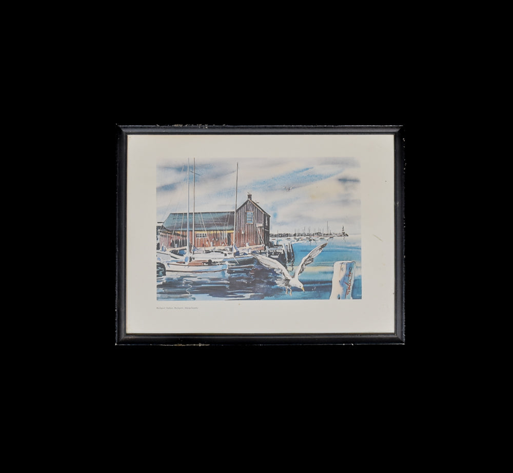 Rock Port Harbor Rock Port Massachusetts Printed Painting Framed Work 1968 8x10