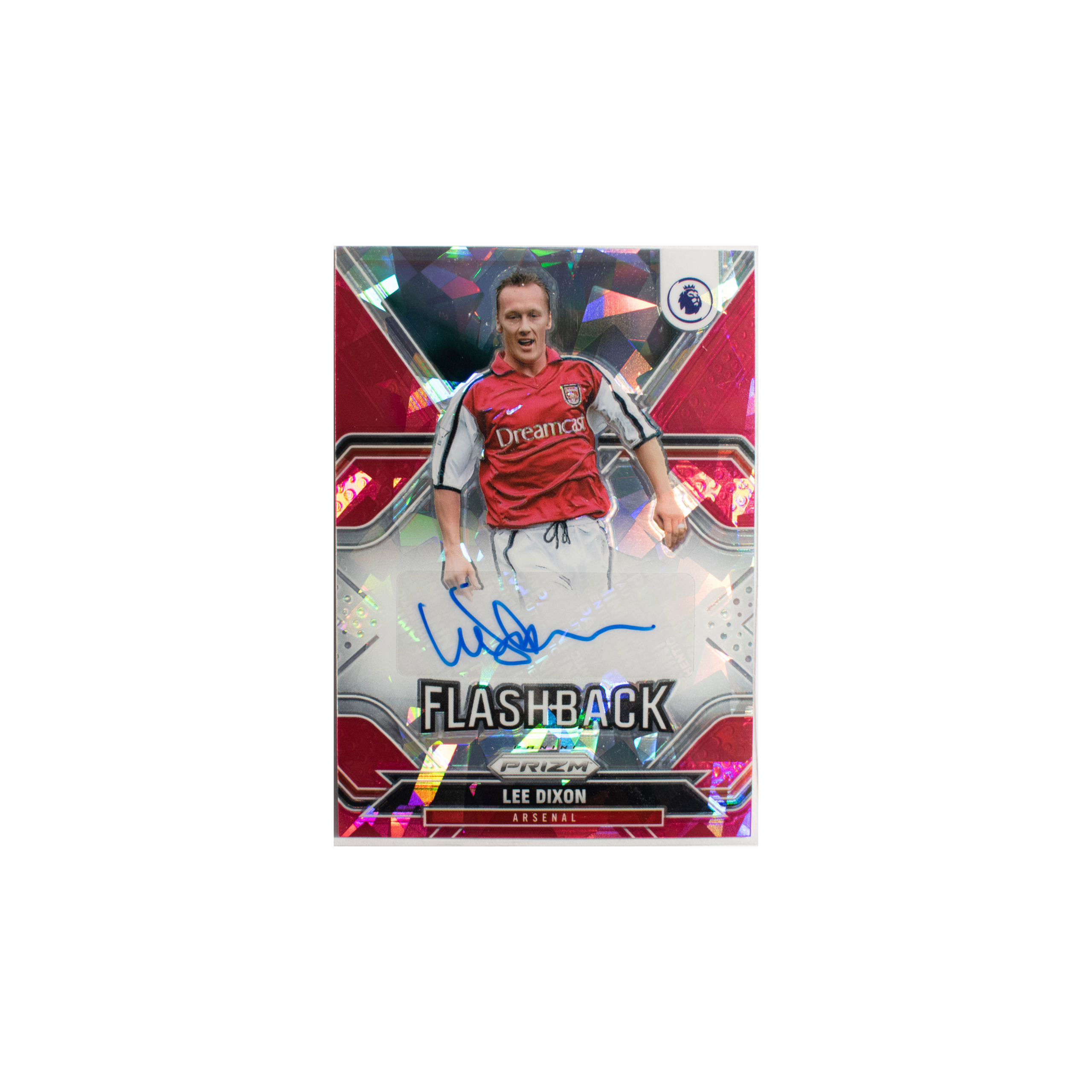 Lee Dixon FB-LD Panini Prizm Premier League 2021 22 Flashback Pink ICE Auto