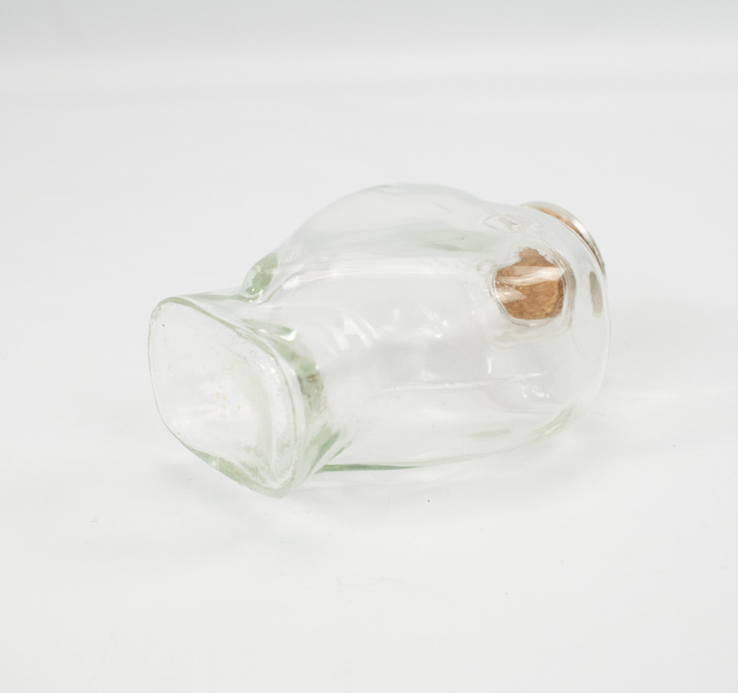 Glass Container Clear Heart Jar Corked bottle 4 and half inch used