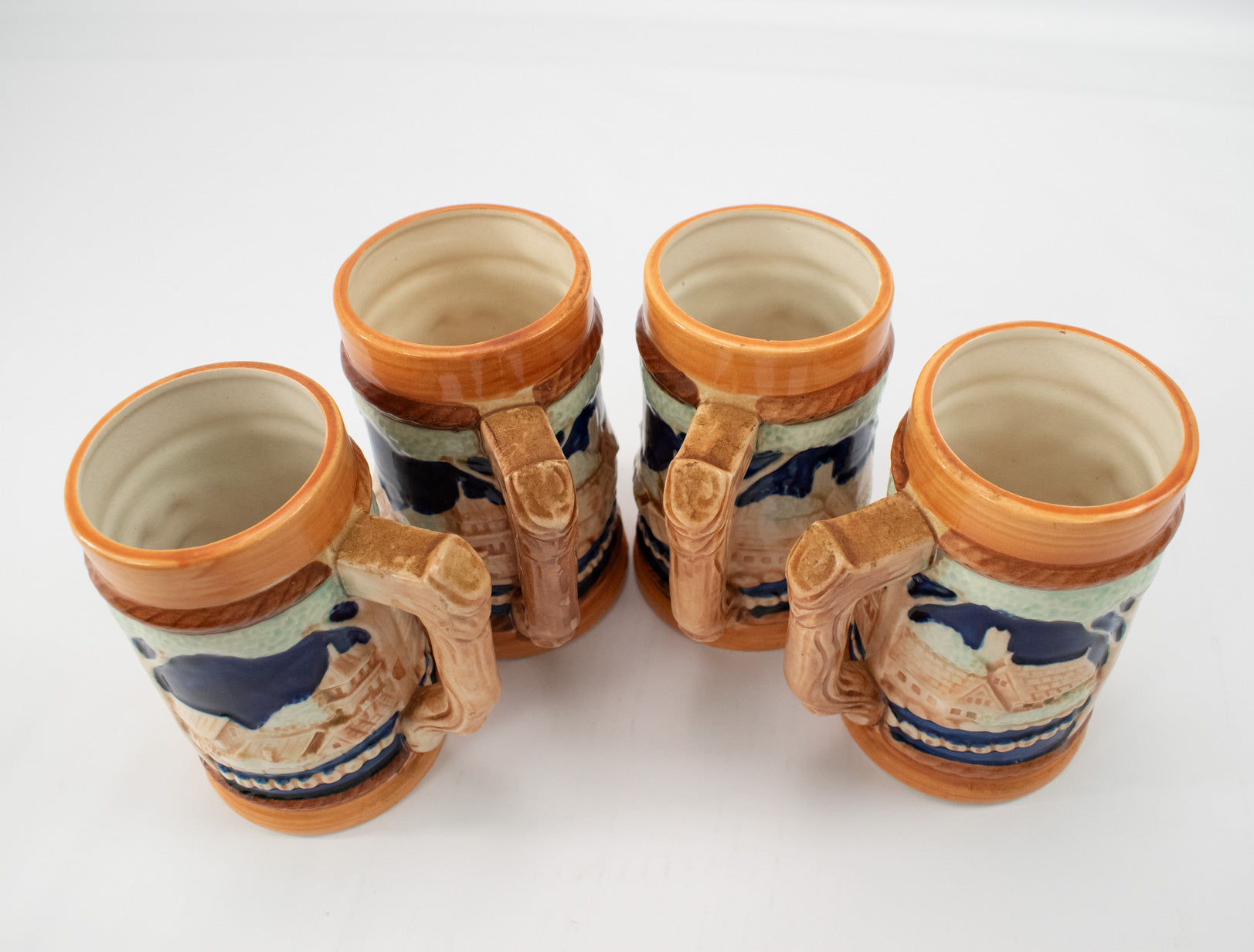 Beer Stein Mug Cup lot set of 4 Ceramic Vintage Beer Mug Set