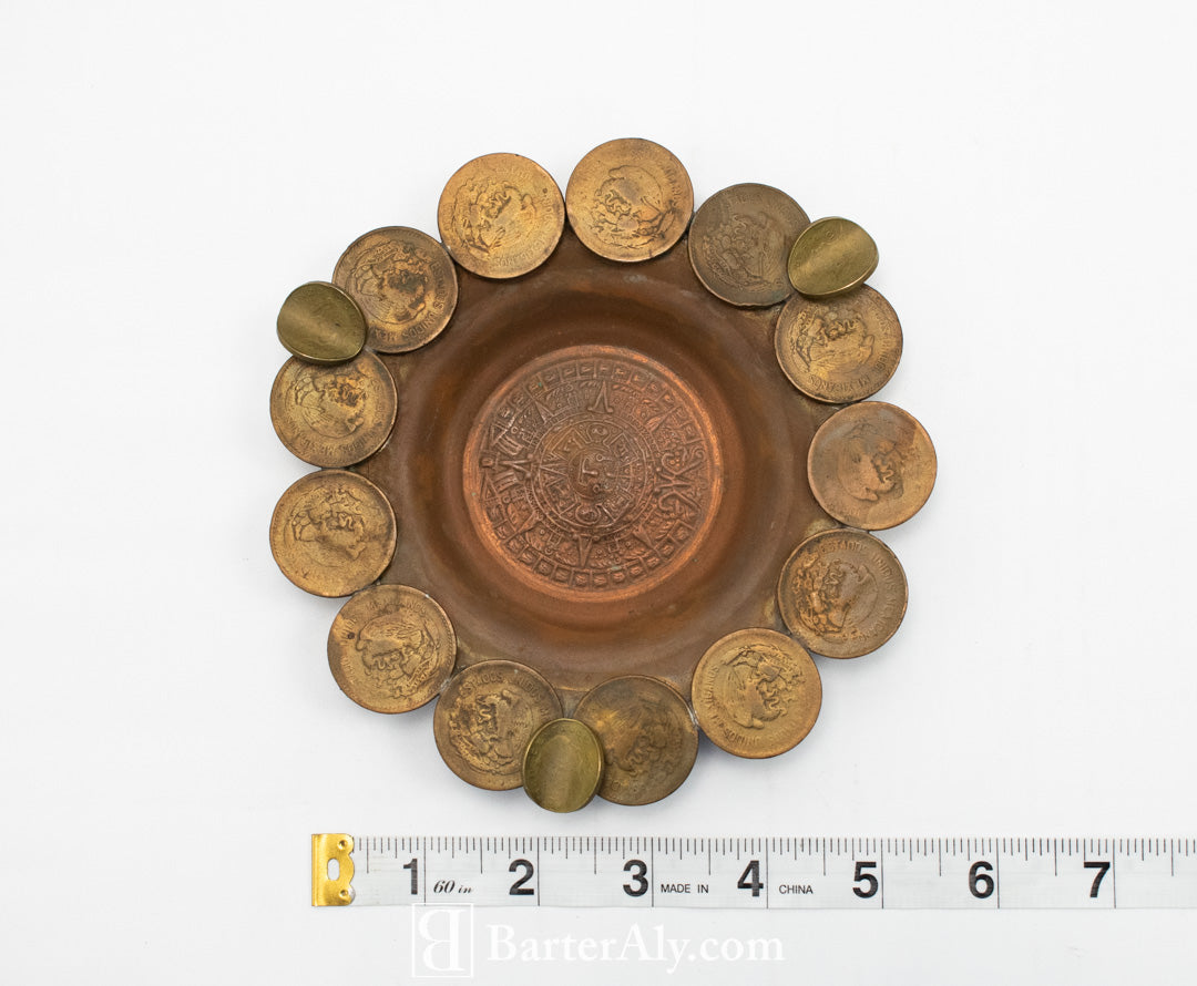 Vintage Brass Coin ash tray used 5inch custom made Collectible