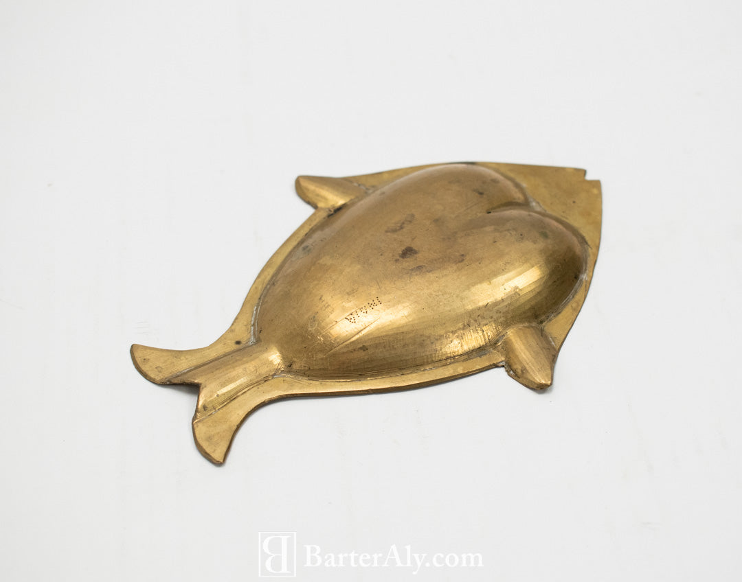 Brass Fish Ash Tray Vintage Authentic Made in India Used 5 Inch