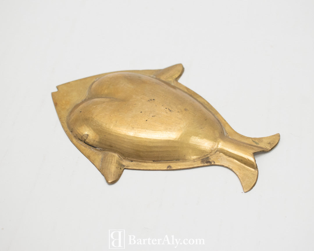 Fish Ashtray Gold Vintage Authentic Made India Used 5inch