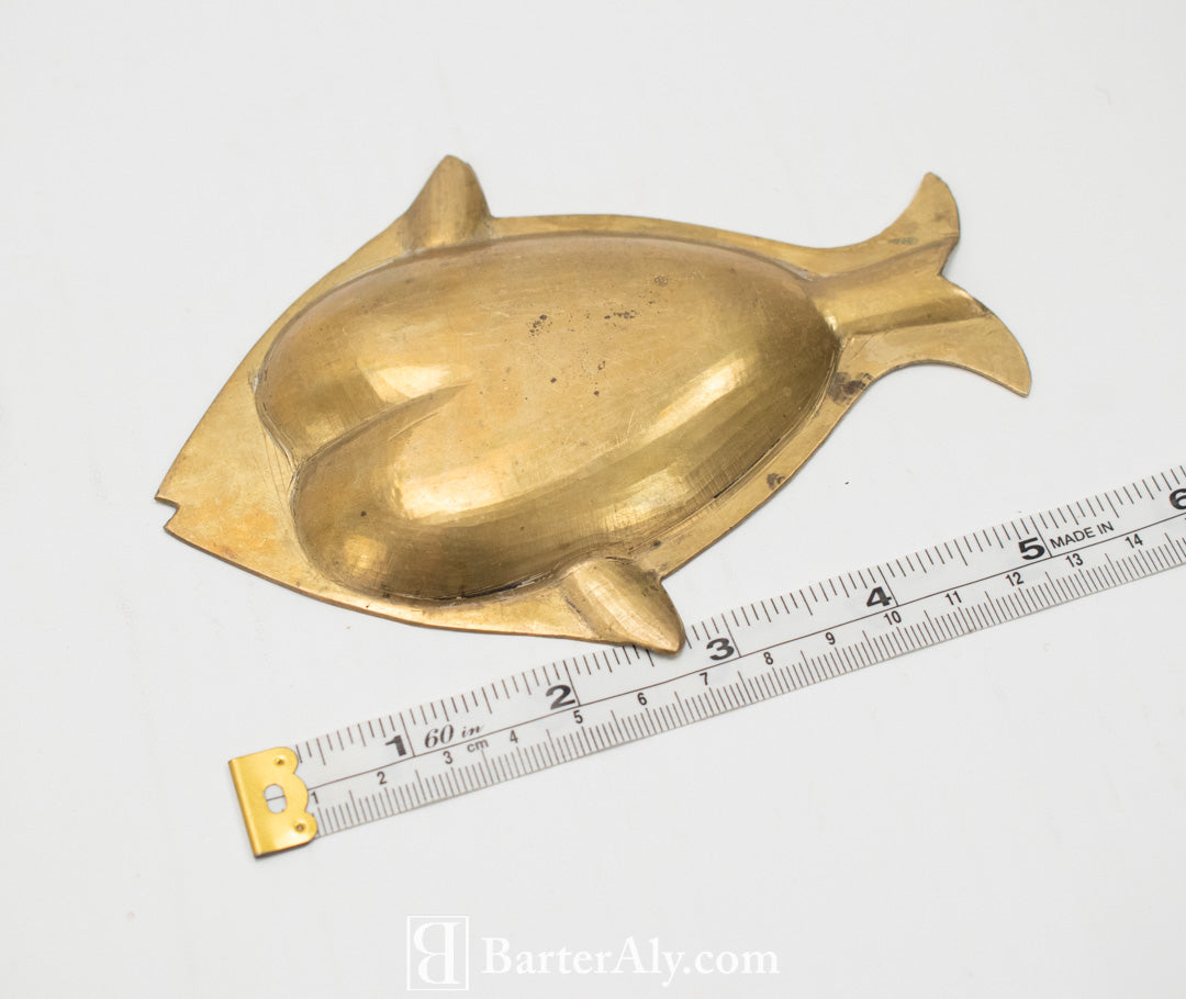 Fish Ashtray Gold Vintage Authentic Made India Used 5inch