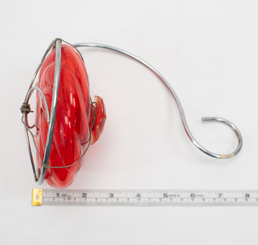 Garden Decor Hanging Red Glassware used Silver 9 inch