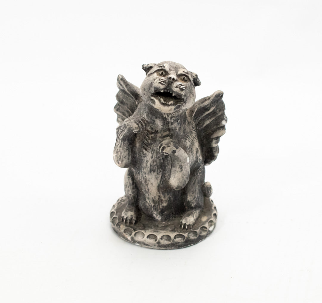 Gargoyle Statue 5.5 Inch Used Black & Grey Carved