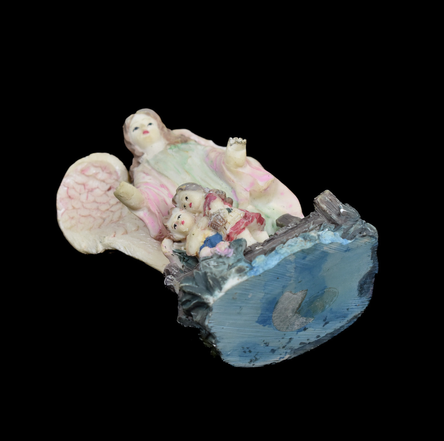 VINTAGE GUARDIAN ANGEL Bridge & Children CERAMIC FIGURINE Ave Maria Used Statue