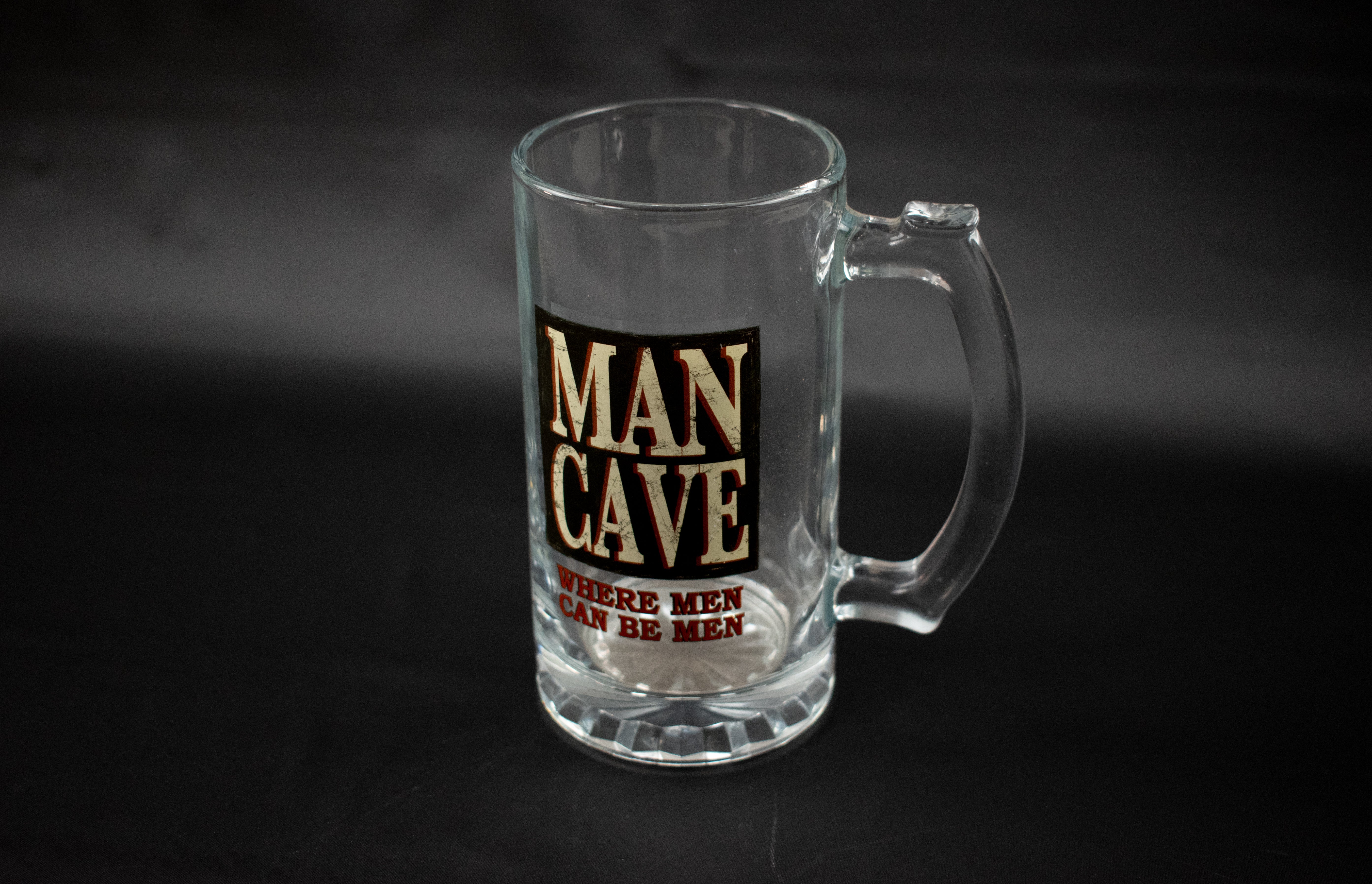 Man Cave where Men Can be men Beer mug 6 Inch glass beer mug