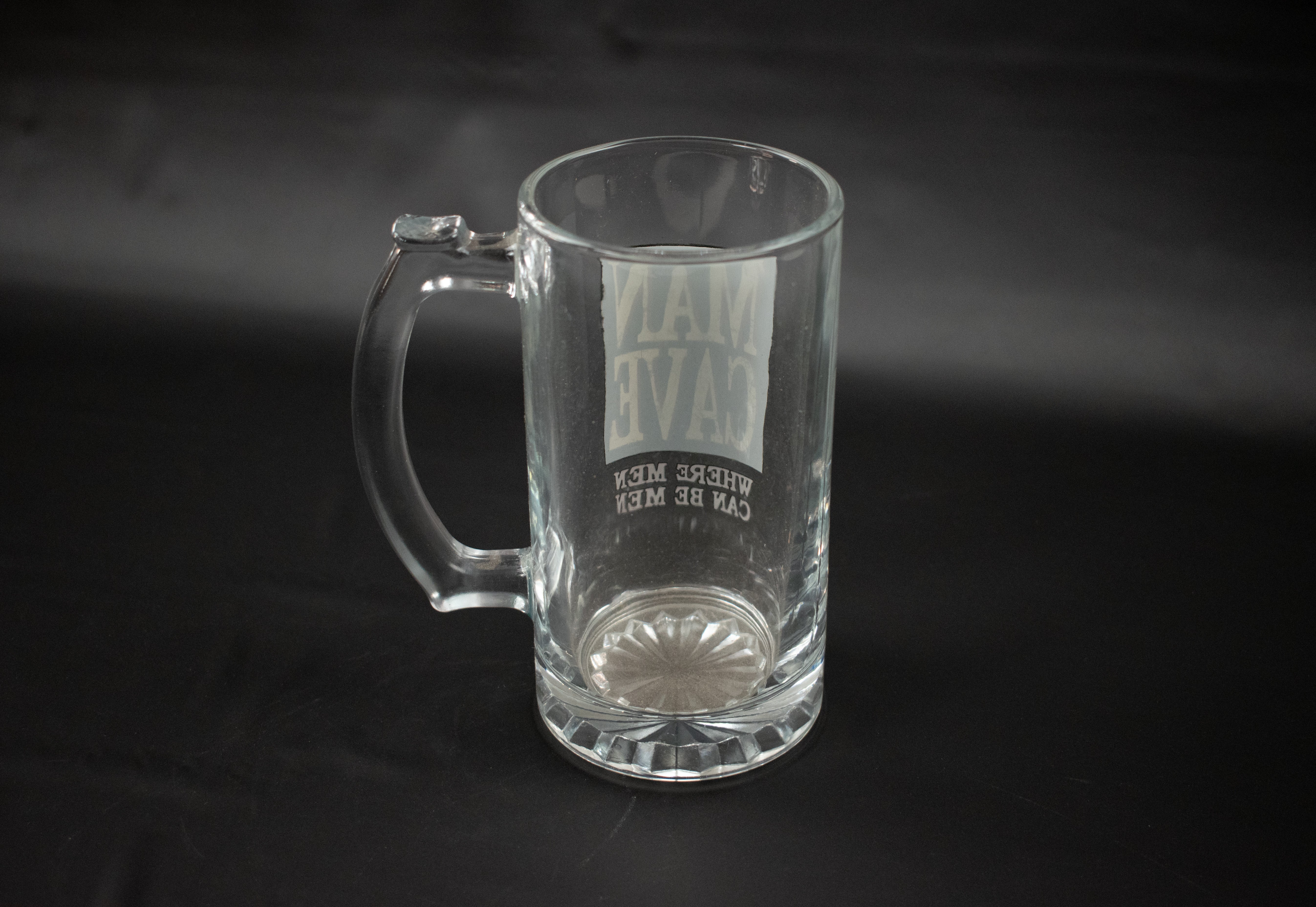 Man Cave where Men Can be men Beer mug 6 Inch glass beer mug