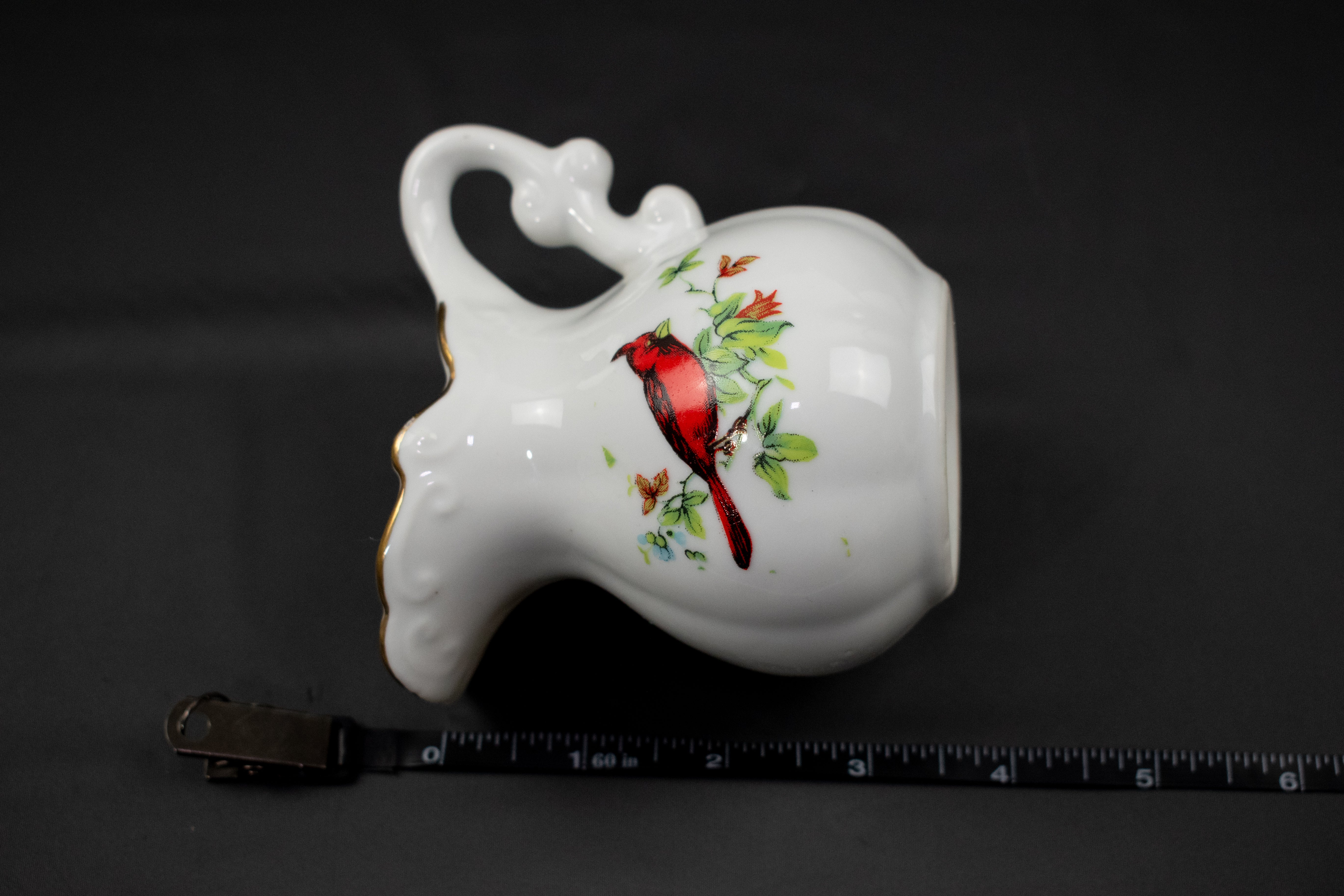 Cardinals Pottery Plates and Tea Cup White Red Cardinal Used