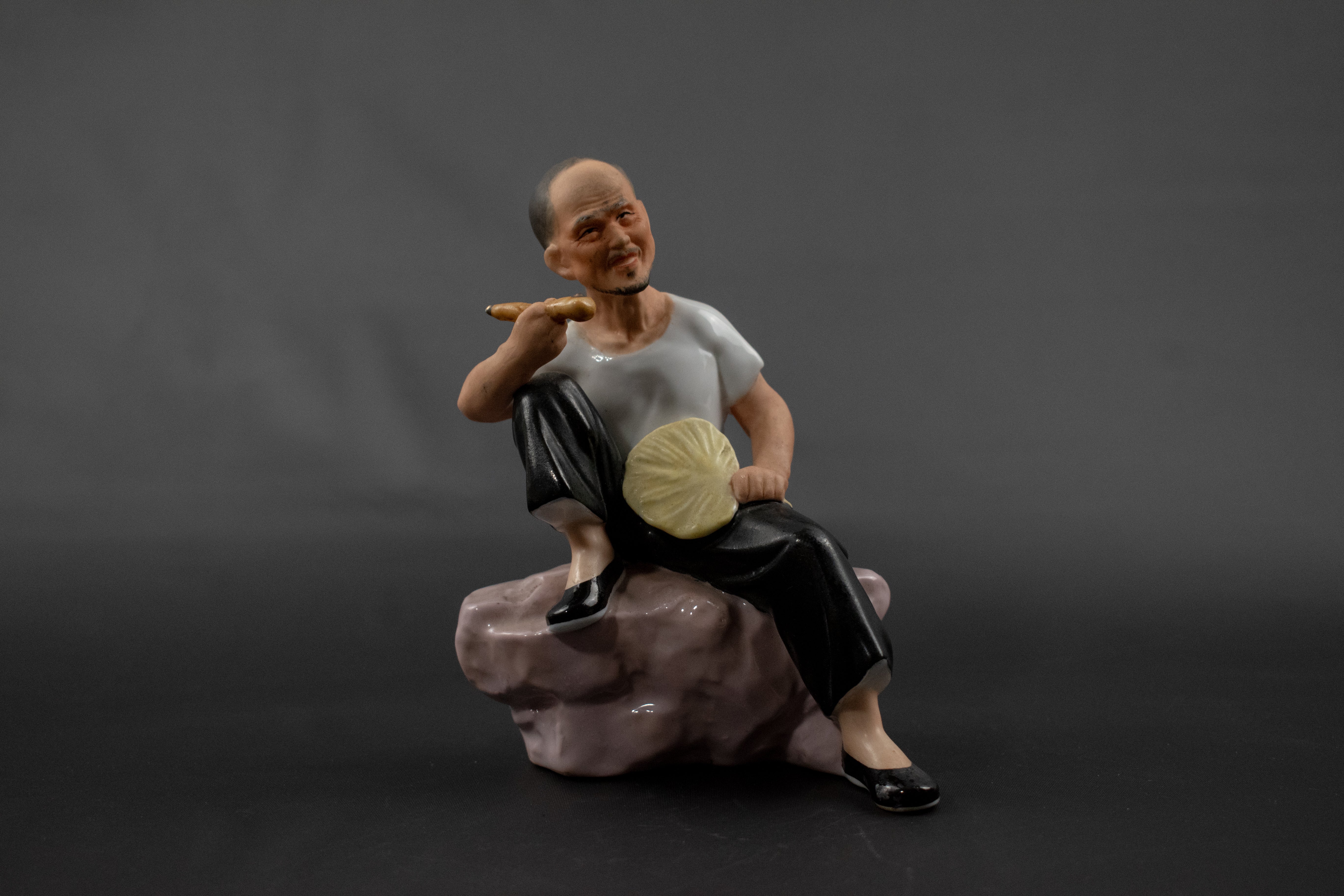 Smoking Asian Man Ceramic Used Statue Used 5 inch