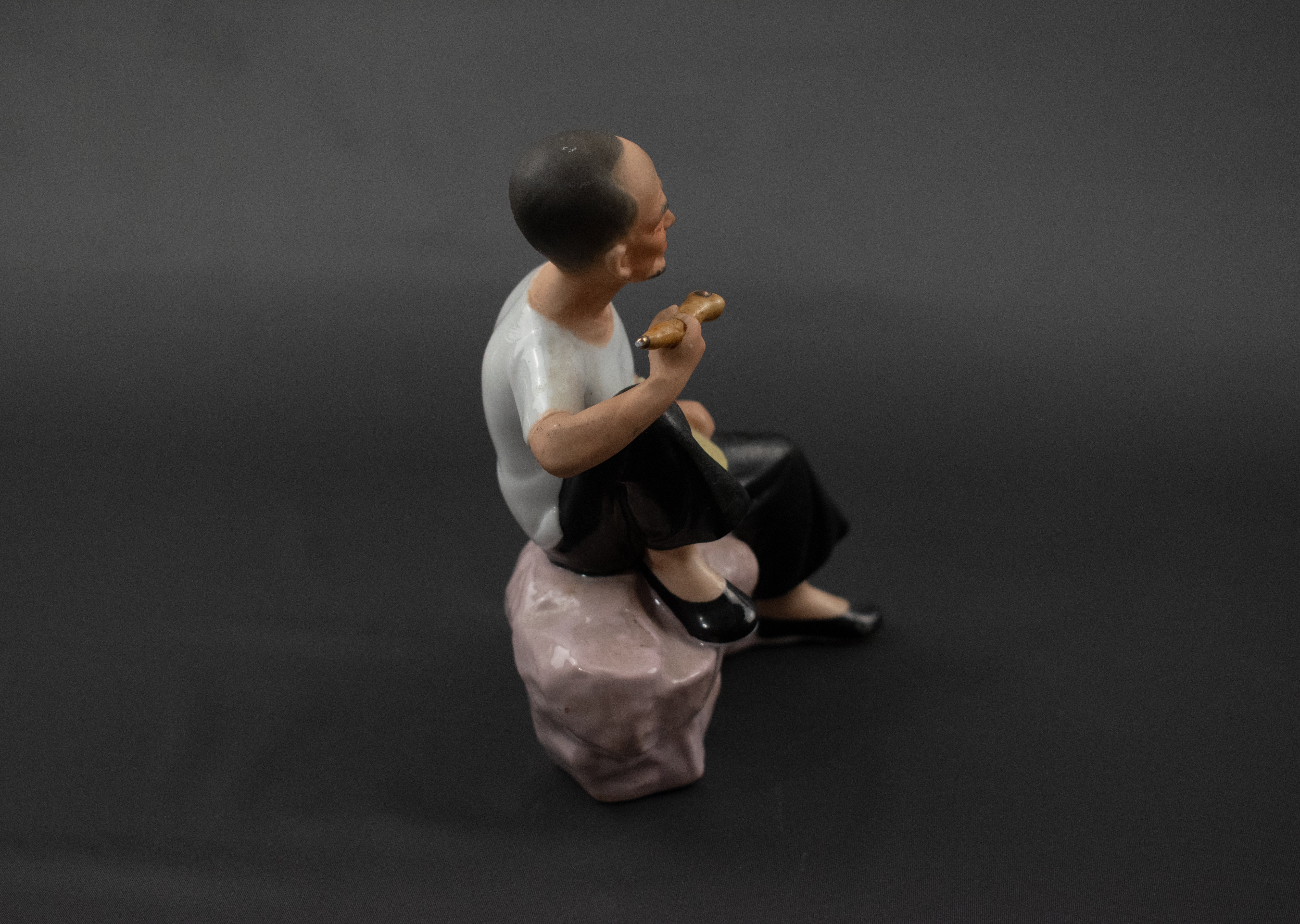 Smoking Asian Man Ceramic Used Statue Used 5 inch