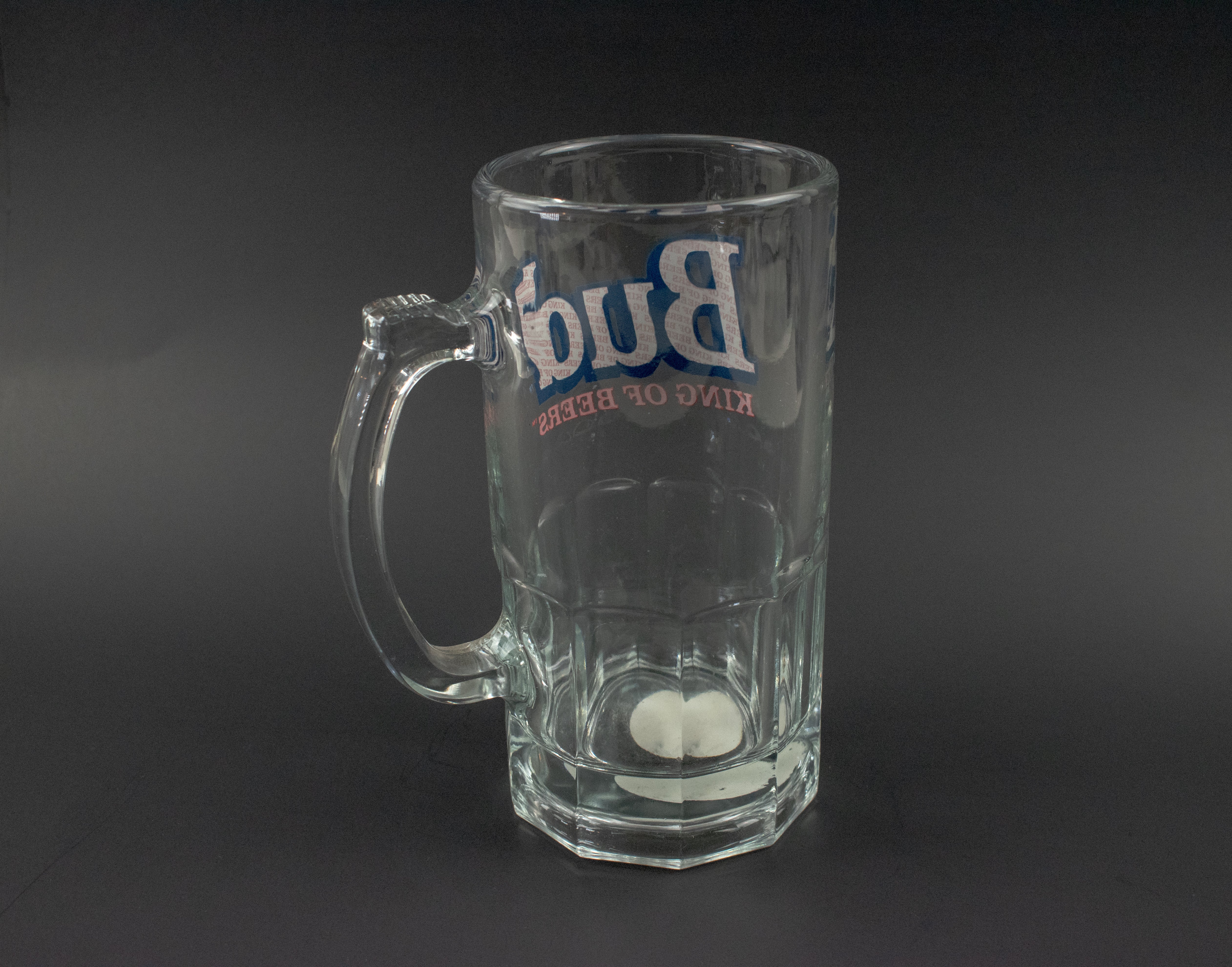 Vintage Bud King of Beers Tall Beer Mug Large Glass 8 inch Tall Used