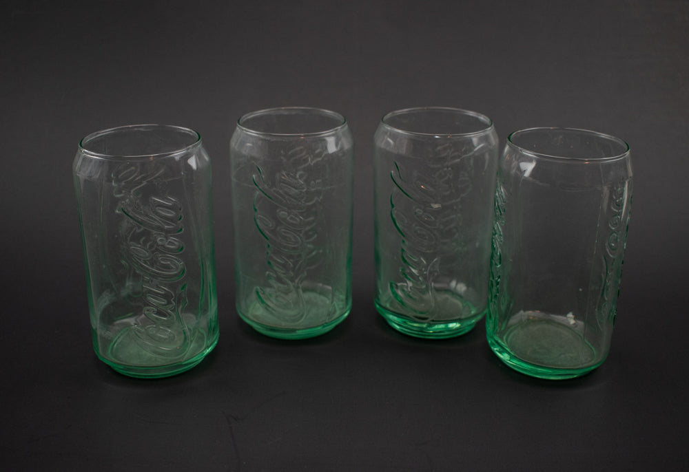 Vintage Coca Cola Clear Glass Cups Collectible set of 4X Coca Cola