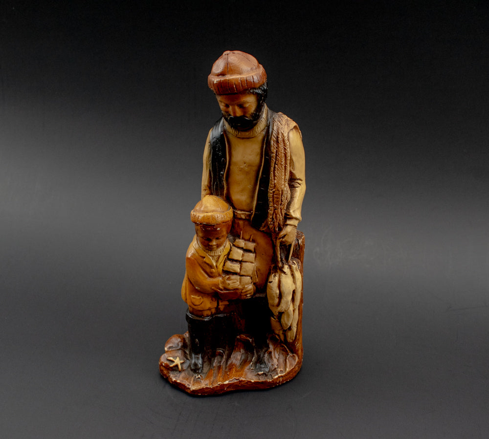 Fishermen and son 10 inch statue Orzeck Ware Massachusetts Used