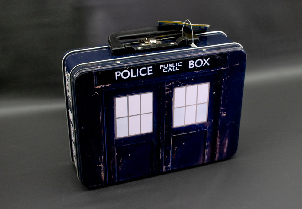 Doctor Who Top Trumps Police Box Tin Tote Lunch Box Tardis W/ Sealed Cards