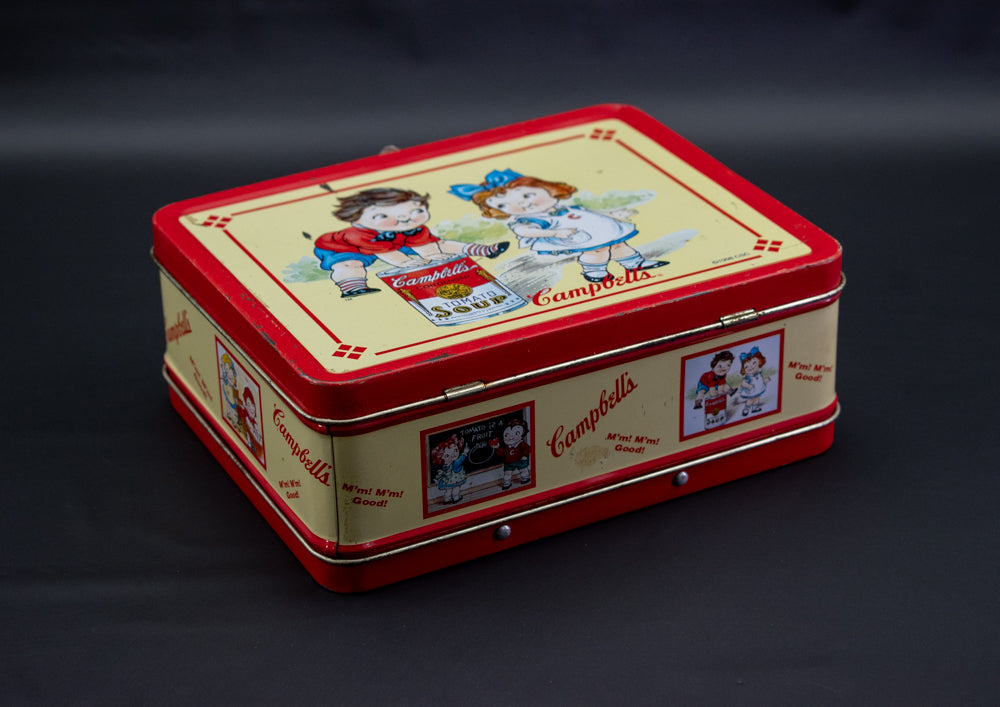 Campbells Soup Lunch Box Vintage Red Used Tin Lunch Box