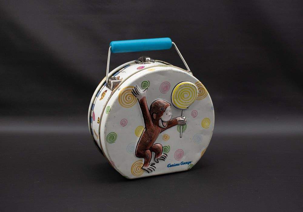 Curious George Tin Lunch Box Used 6in Small