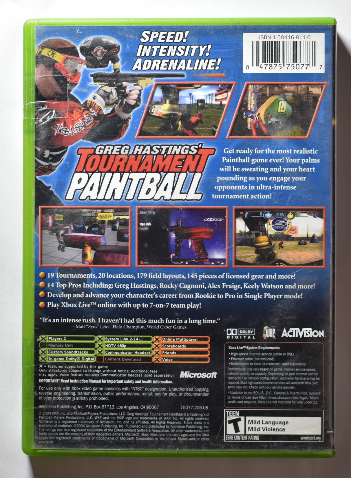 Xbox Greg Hastings Tournament Paintball Microsoft Xbox Game Used